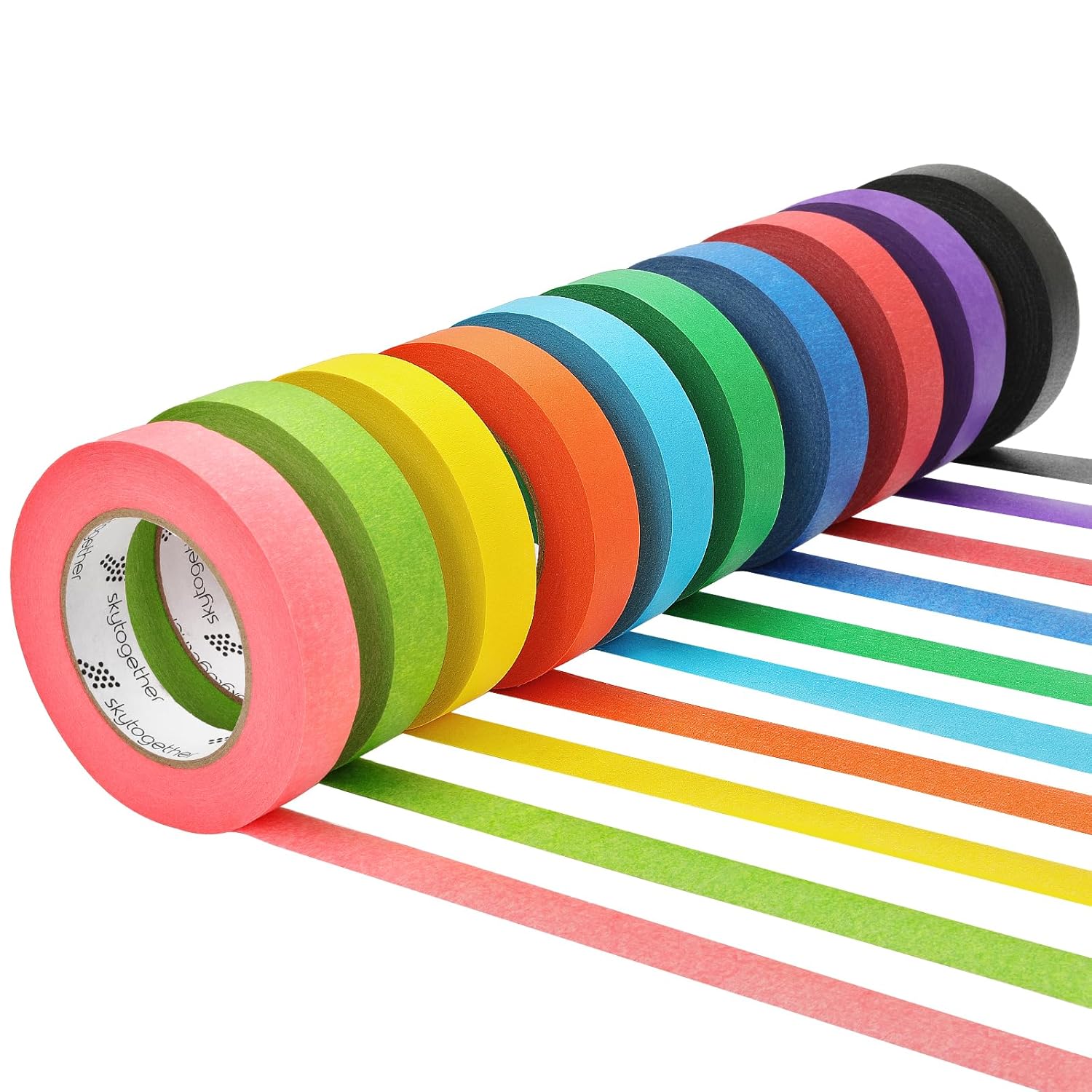 skytogether Colored Masking Tape 1 Inch Wide, Rainbow Color