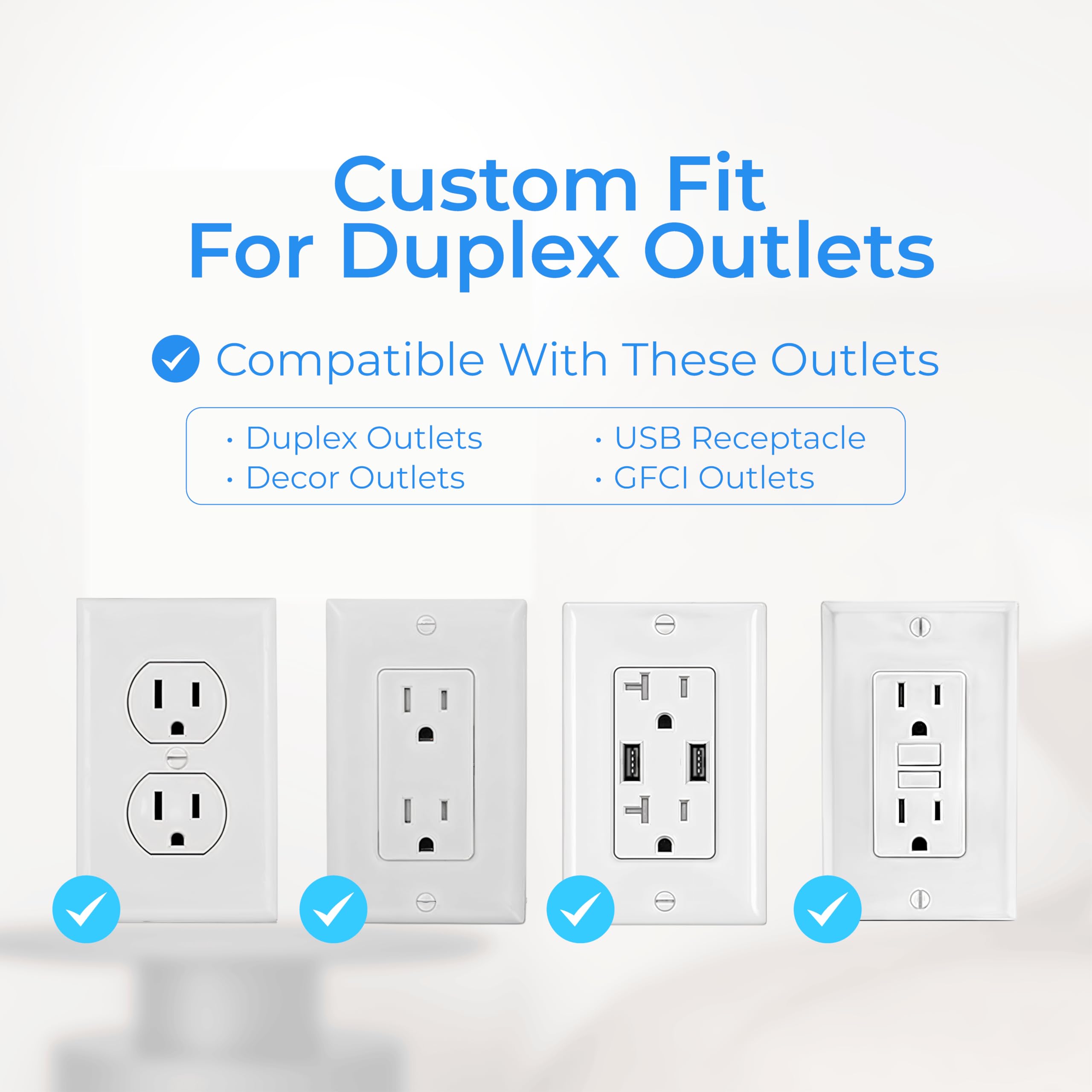 Cargador de pared USB con protector de sobretensiones de enchufe múltiple con 4 puertos USB y luz nocturna tira de alimentación de 3 lados con adaptador de tomas espaciadas