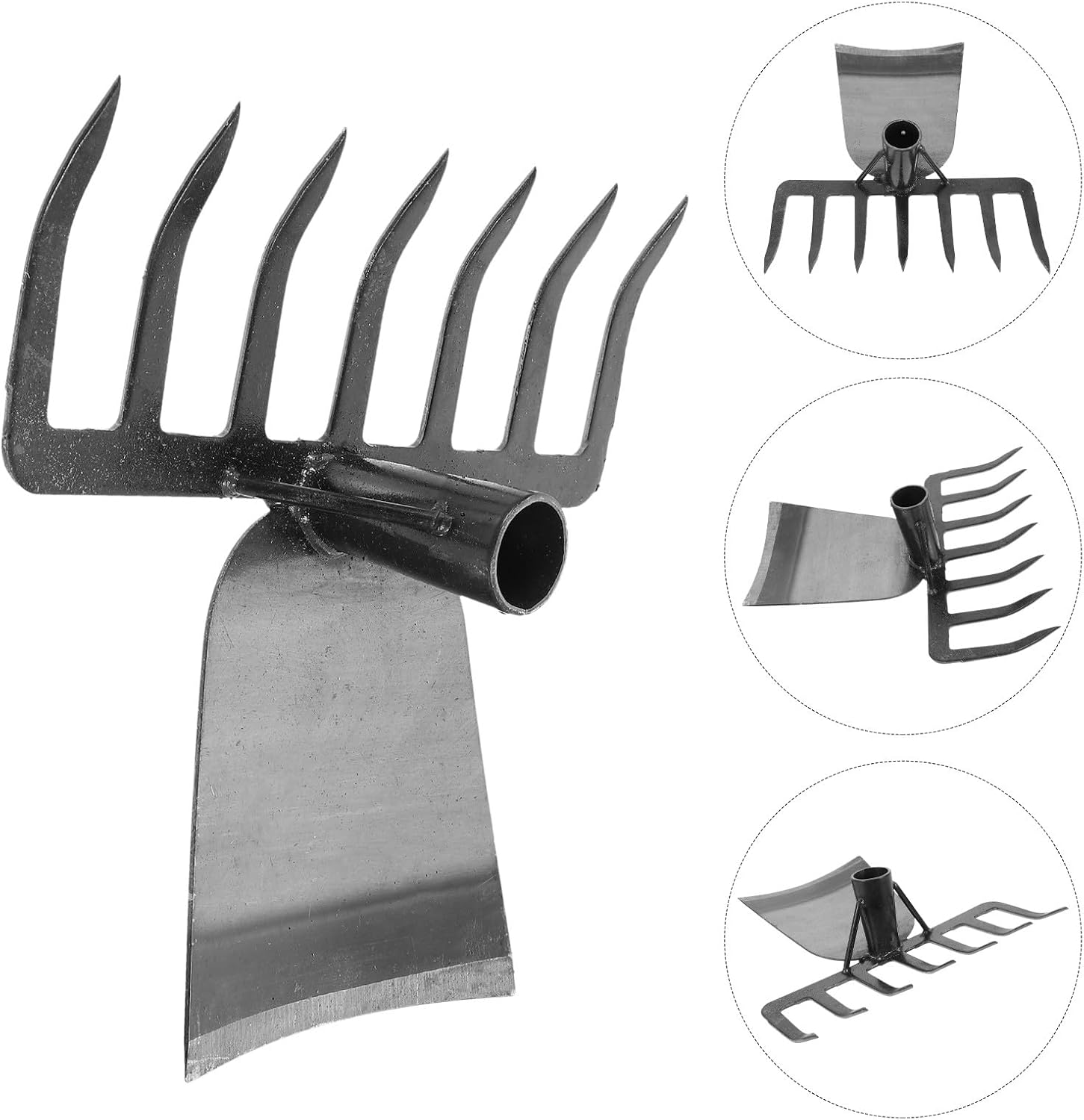 BESPORTBLE Multi-Functional Garden Hoe Rake Steel Digging Tool with Fork for Soil Cultivation and Weeding in Home Vegetable Gardens Portable Handheld Outdoor Gardening Tool