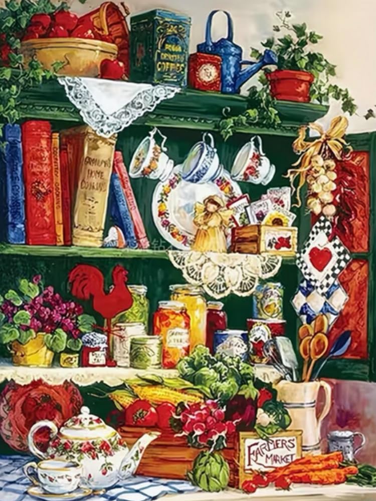 Brennora Embroidery Cross-Stitch Kits for Adults Beginners Pre Printed Cross Stitch Kit 11CT Needlework Arts and Crafts for Home Decor Kitchenware 16x20 inch