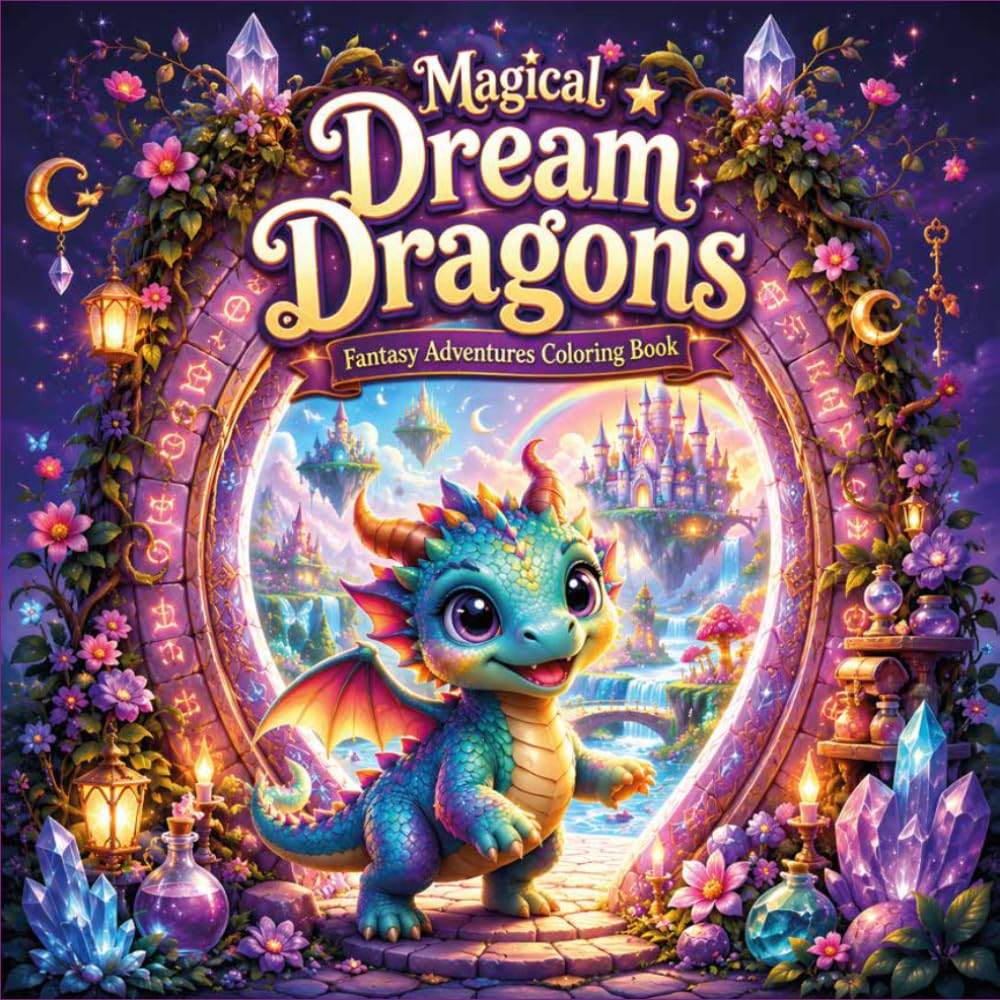Magical Dream Dragons Fantasy Adventures Coloring Book: Cute Dragons Coloring Pages for Kids and Baby Dragon Lovers, Cool & Cozy Dragons, Relaxing Dragons to Color