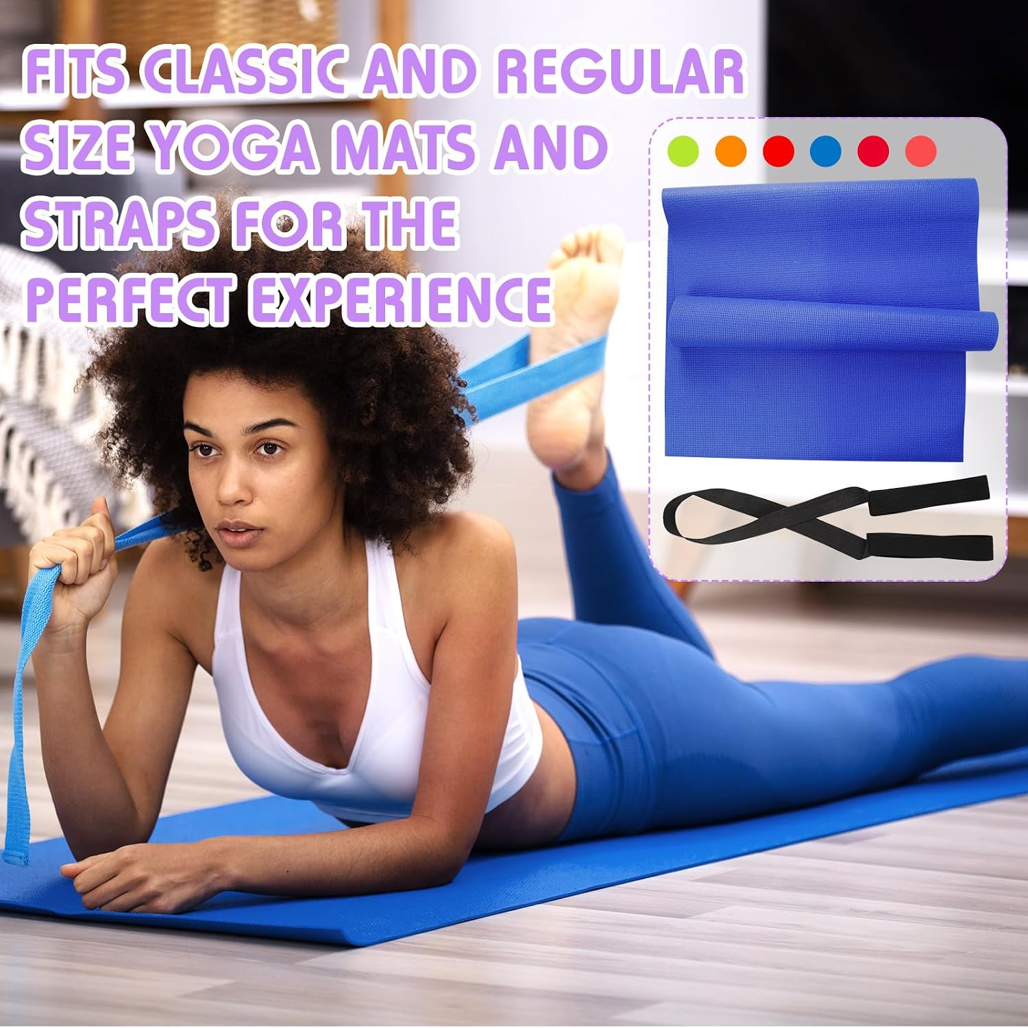 Nuanchu 40 Pack Bulk Yoga Mats with Carrying Straps, Non Slip Fitness Pad, Adults Bundle Exercise Mats for Fitness, Stretching, Gym Workout, 68 x 24 Inches, 5 mm Thick, 6 Colors