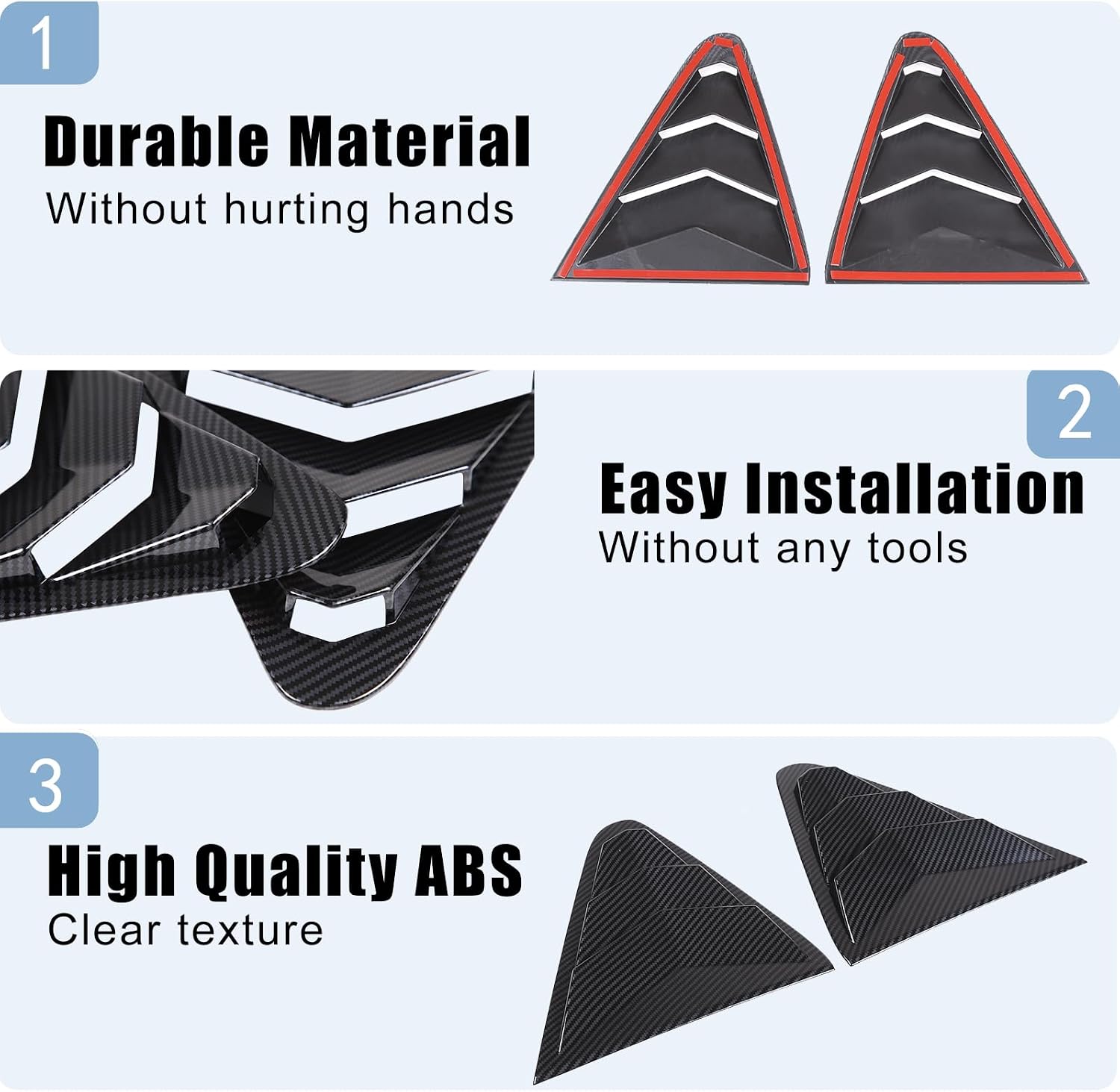 Car Rear Side Window Louver Cover Trim Compatible with Subaru Crosstrek 2024-2027，ABS Car Louvers Rear Side Window Louvers Shutter Cover Decorative Accessories (Carbon Fiber Grain)