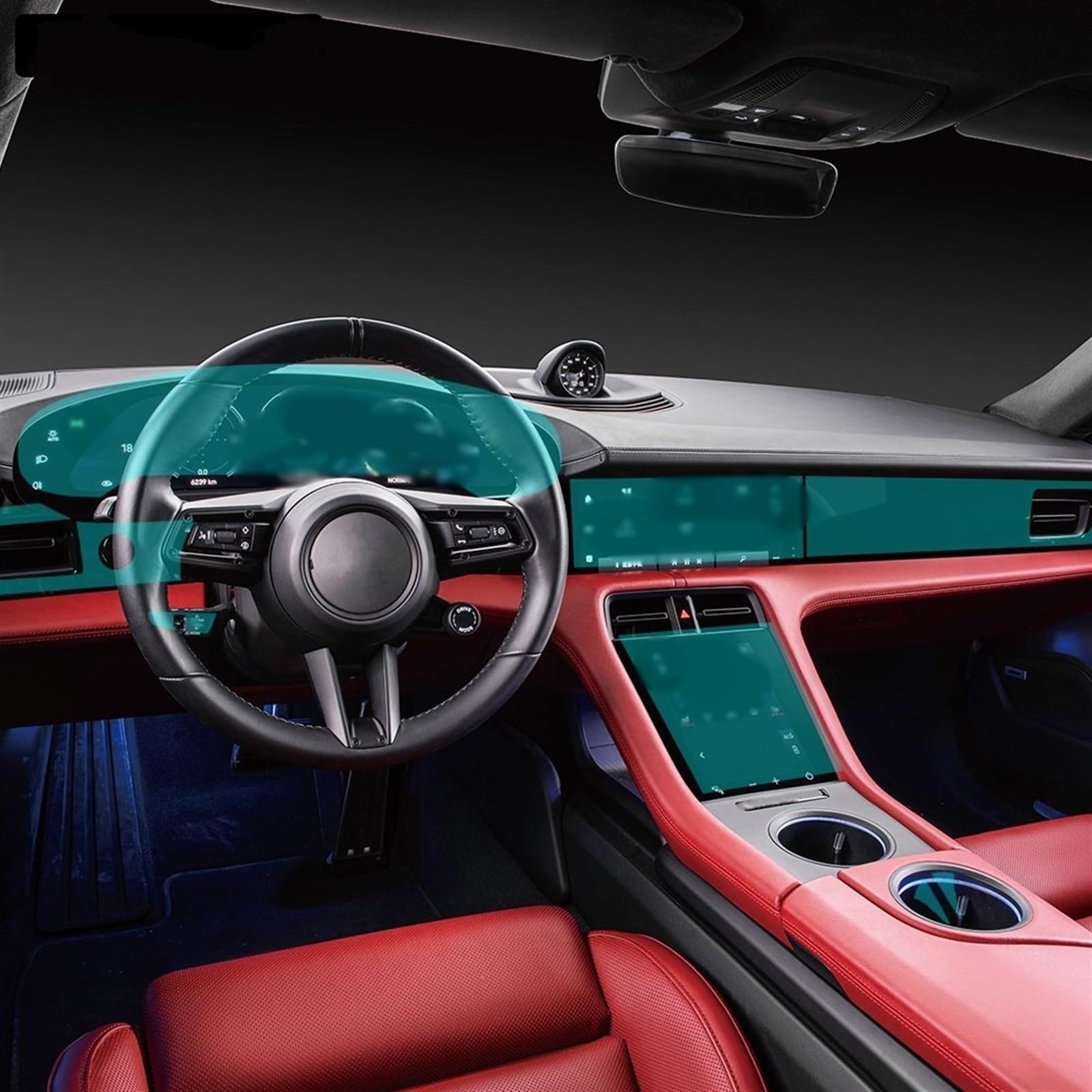 Autoschutzfolie Transparente Auto Styling Center Konsole Dashboard Innen Trim Schutz Film Aufkleber Für Porsche Für Taycan 2020(A full set of 46 PCS)