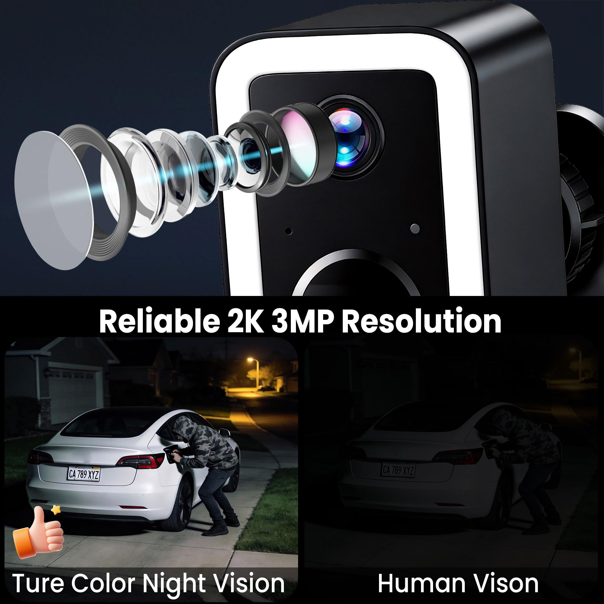 2026 Upgraded 2K Security Cameras Wireless Outdoor, AI Motion Detection & Spotlight Siren Alarm, Outside Battery Powered Camera for Home Security, Full-Color Night Vision, Support WiFi 5G & 2.4G — view 2