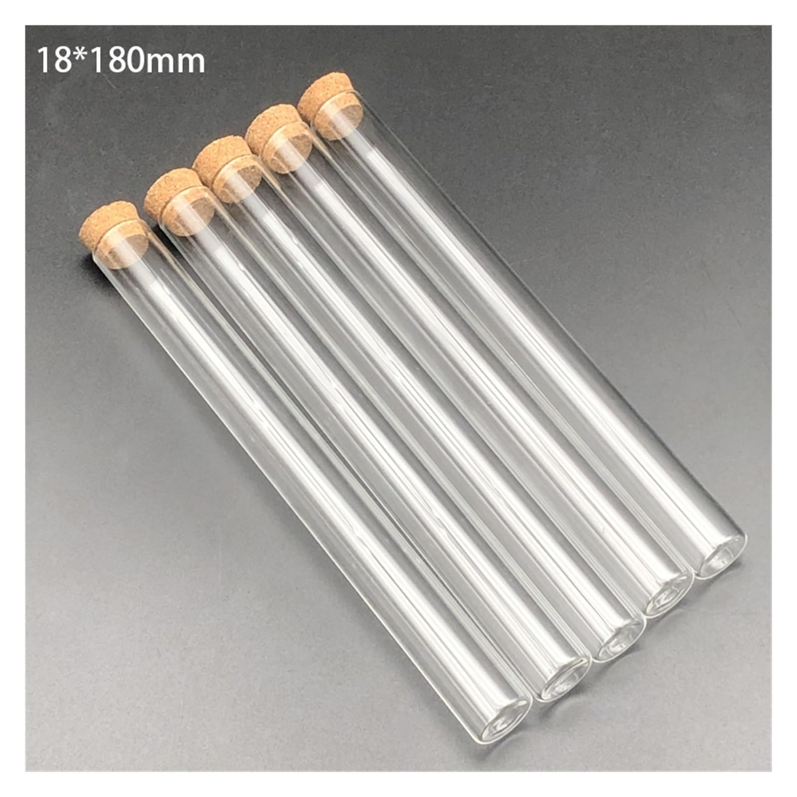 10 teile/paket 18x180mm Labor Flachen Boden Glass Reagenzglas Mit Korken Labor Glaswaren Container