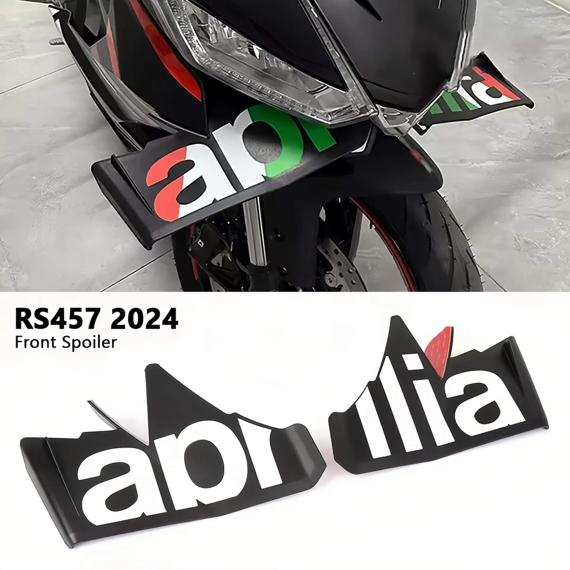 Neuer nackter Frontspoiler Aerodynamik Spoiler Dekorationsset Für Aprilia RS457 RS 457 2024 Motorradzubehör Logo (Weiß)