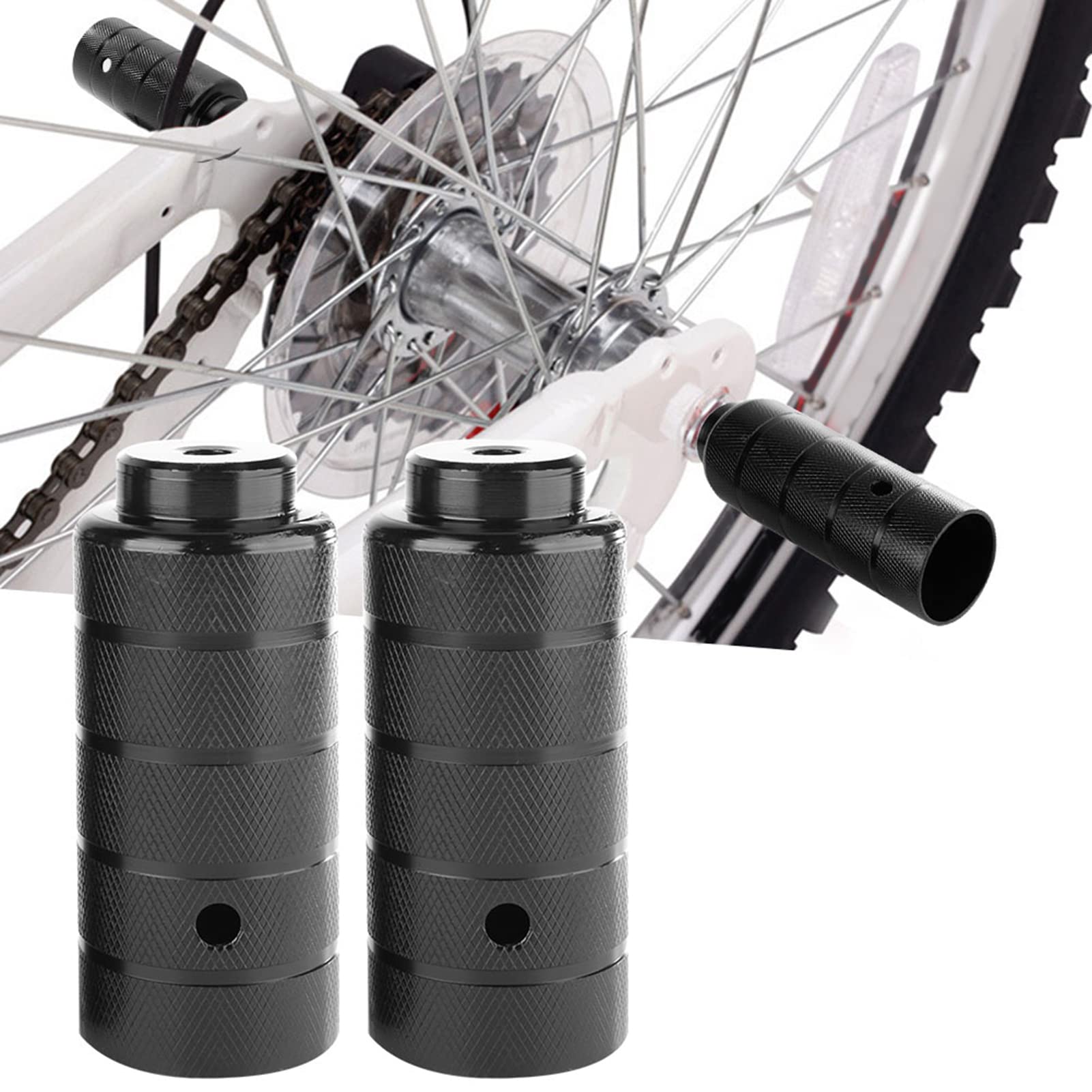 1 Pair Bike Pegs 4.3in Steel Bicycle Foot Stand Pegs Large Load Capacity BMX Pegs for Mountain Bike,Show Bikes (Black)