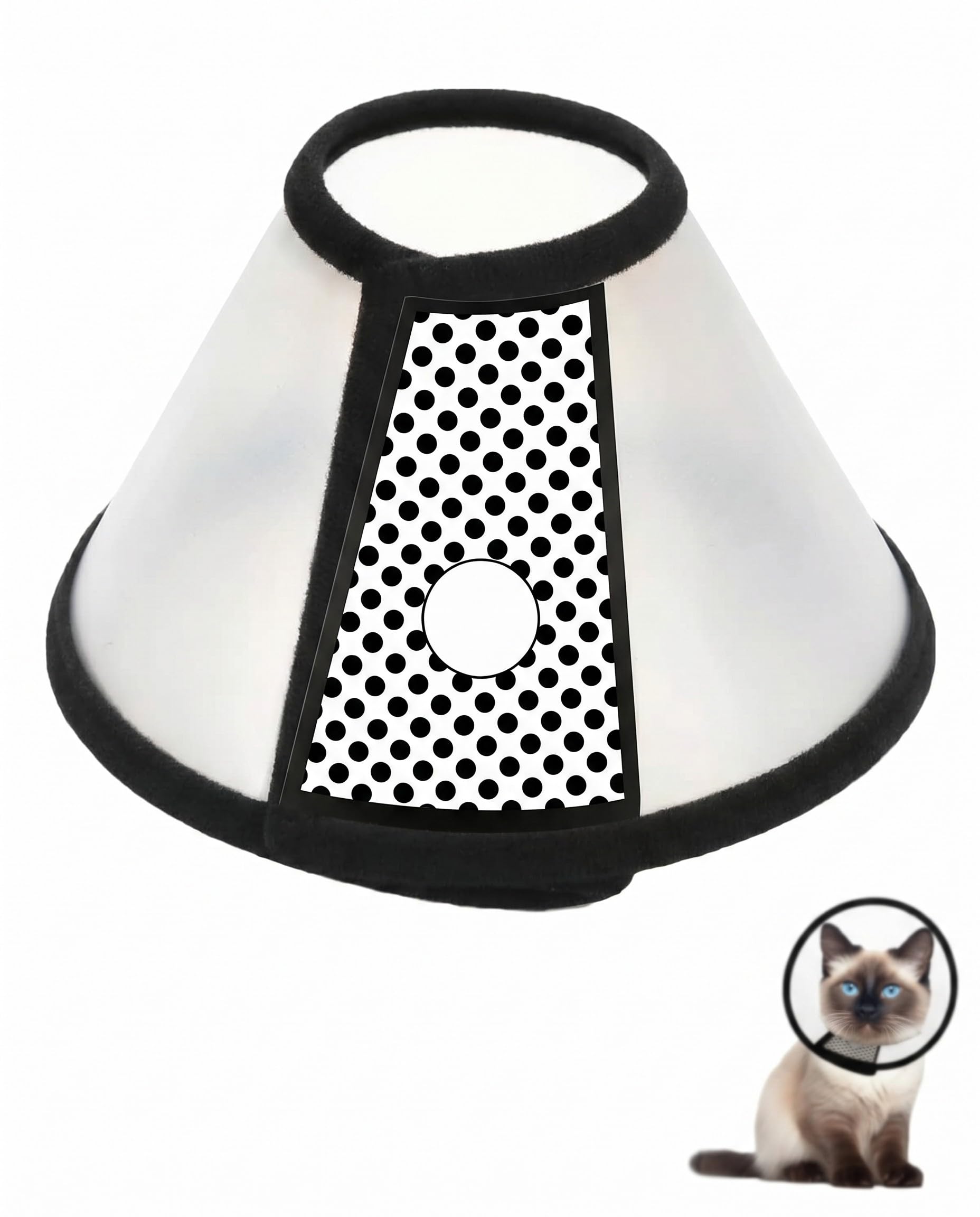 Collerette Chat, 1 Pièce Cône Plastique Protecteur Anti-Morsure, Taille 18-22Cm Noir Et Blanc Pour Chat Adulte