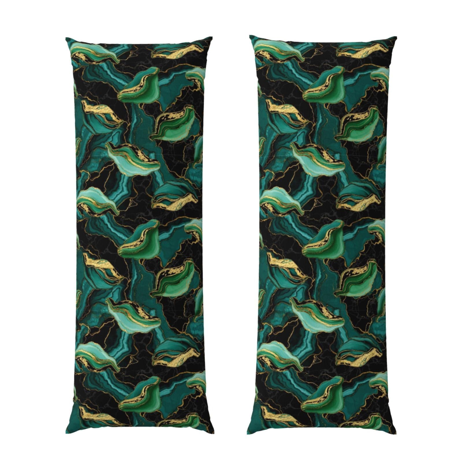 Body Pillow Cover 20x60 Teal Turquoise Green Gold Black Marble, Soft Microfiber Long Pillowcase with Zipper Closure, Breathable Protector for Bedroom Sofa Couch Sleeping