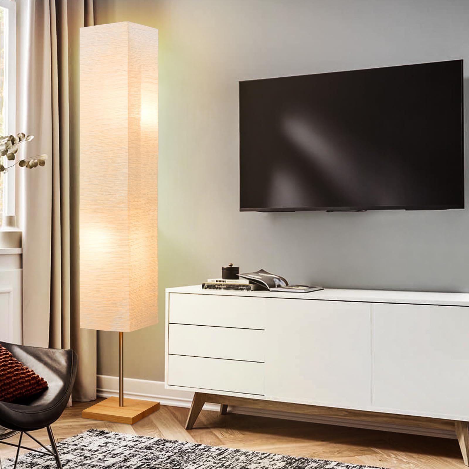 GyroVu Lampadaire sur Pied Salon Moderne 165cm avec 3 Modes Dimmable, Lampadaire Colonne pour Chambre, Bureau & Salon, Ampoules Incluses