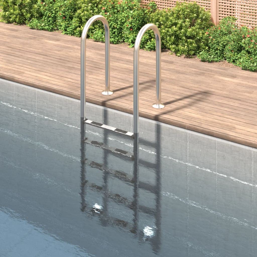 Escalera de piscina de acero inoxidable 304 cepillado, 54 x 38 x 211 cm, 5 peldaños antideslizantes, escalera para piscinas empotradas, piscinas, jacuzzi y terraza con pasamanos seguro