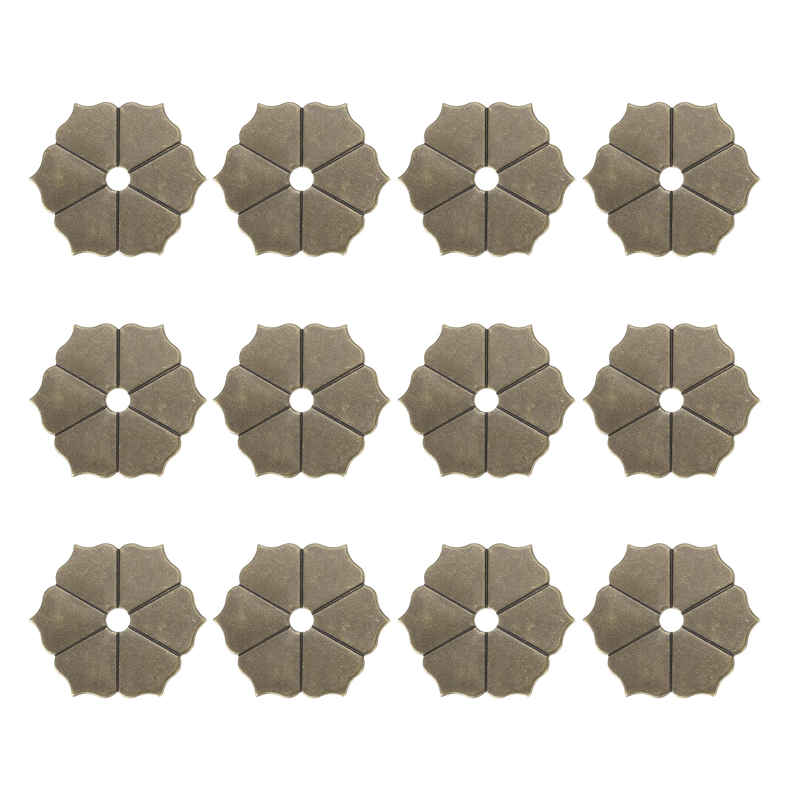 sourcing map 12Pcs Cabinet Knob Backplate, 1.77 Inch Hex Flower Shape Brass Backplate Washers Classical Furniture Decoration Gasket for Cabinet Drawer Cupboard Doors Hardware(Bronze Tone)