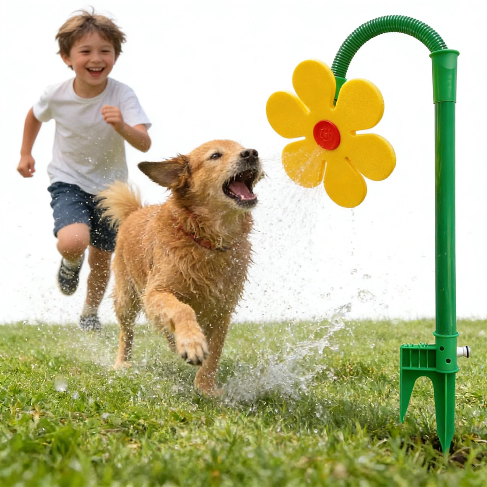 Crazy Daisy Sprinkler Dog - The Best Summer Toy for Dog & Kid Funny 360°Rotating Crazy Daisy Sprinkler, Crazy Dancing Flower Water Sprinkler for Garden Yard (2PCS-Yellow)