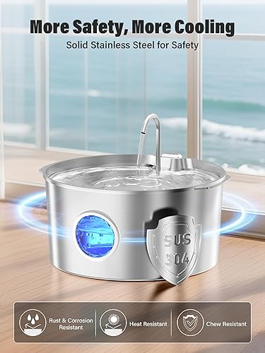 Miniatura 4 de Fuente de agua para perros de 3.4 galones para perros grandes, fuente de agua extra grande de acero inoxidable para mascotas, dispensador de agua