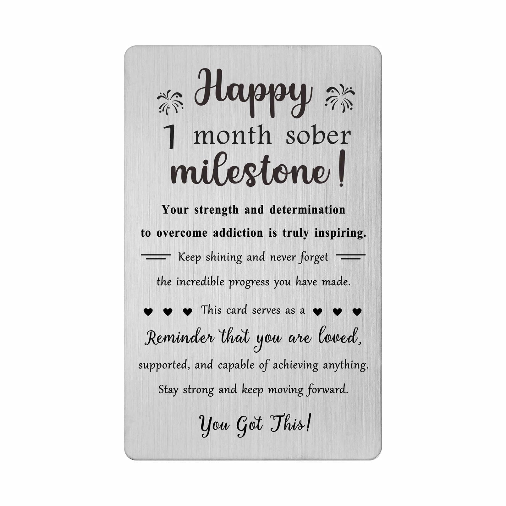 TGCNQ 1 Month Sobriety Gifts - Recovery Gifts for Women Men - 30 Day Sober Anniversary Metal Card