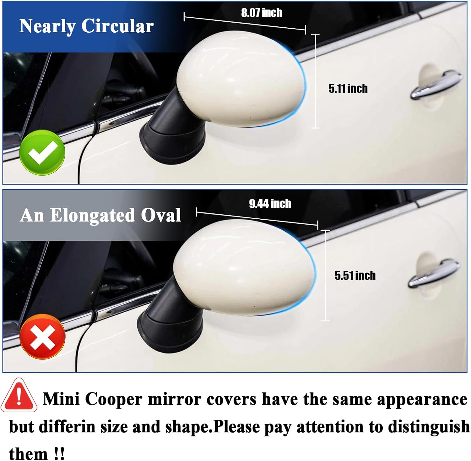 Mirror Cover for MINI Cooper R55 R56 R57 R58 R59 R60 R61 2007-2016 Manual Folding Mirrors Side Mirror Caps(White)