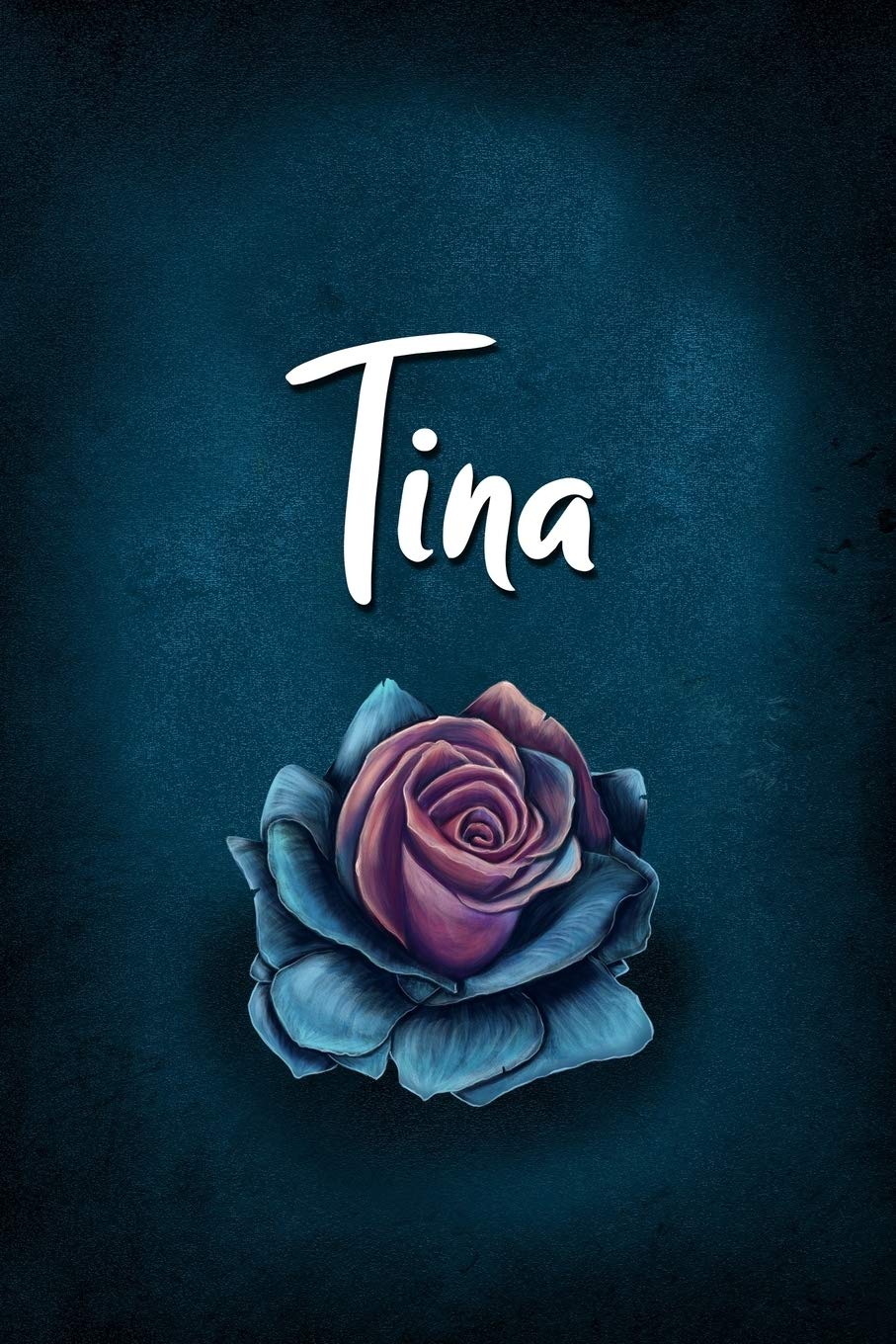 Tina: Personalized Name Journal, Lined Notebook with Beautiful Rose Illustration on Blue Cover