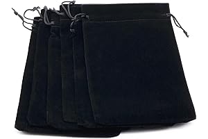 6pcs 7" X 5" Small Felt Bag Black Velvet Drawstring Jewelry Pouches