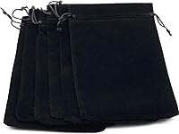 Ovenot 6 Pack Black Velvet Drawstring Jewelry Pouches 7x5 Inches - Elegant Bags for Rings, Bracelets, Watches