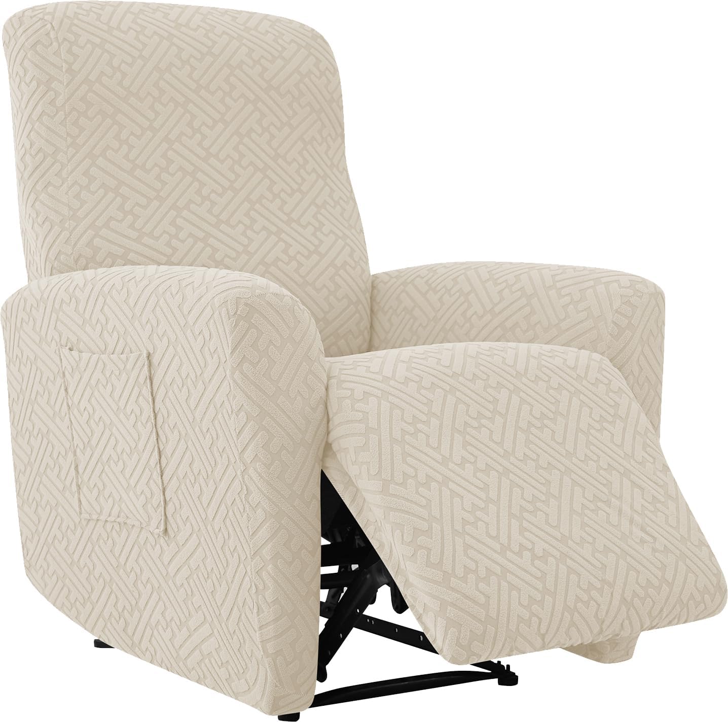 FUANGUI Recliner Chair Covers 4-Pieces Small Recliner Cover for Recliner Chair, Non Slip Covers Washable Lazy Boy Recliner Slipcovers/Furniture Protector for Kids, Dog, Living Room, 04