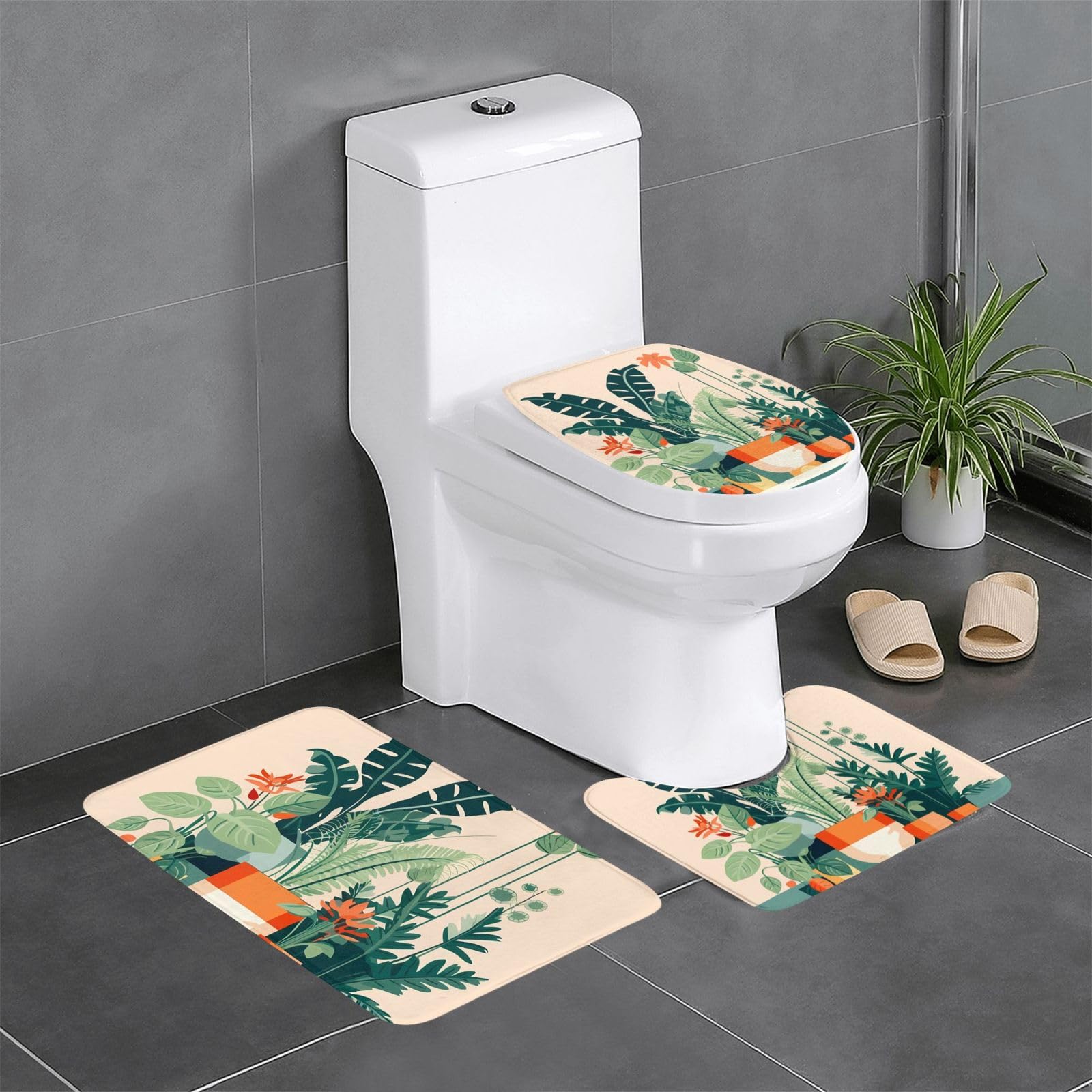 Tapis de salle de bain antidérapants lot de 3 pour créer une ambiance nature au WC