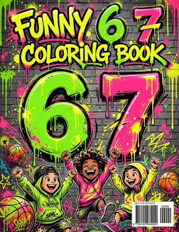 Funny 6 7 Coloring Book: 40 Bold Graffiti Street Art Designs for all ages, Basketball, Sneakers and Meme Fun, Single Sided Large Print image 3