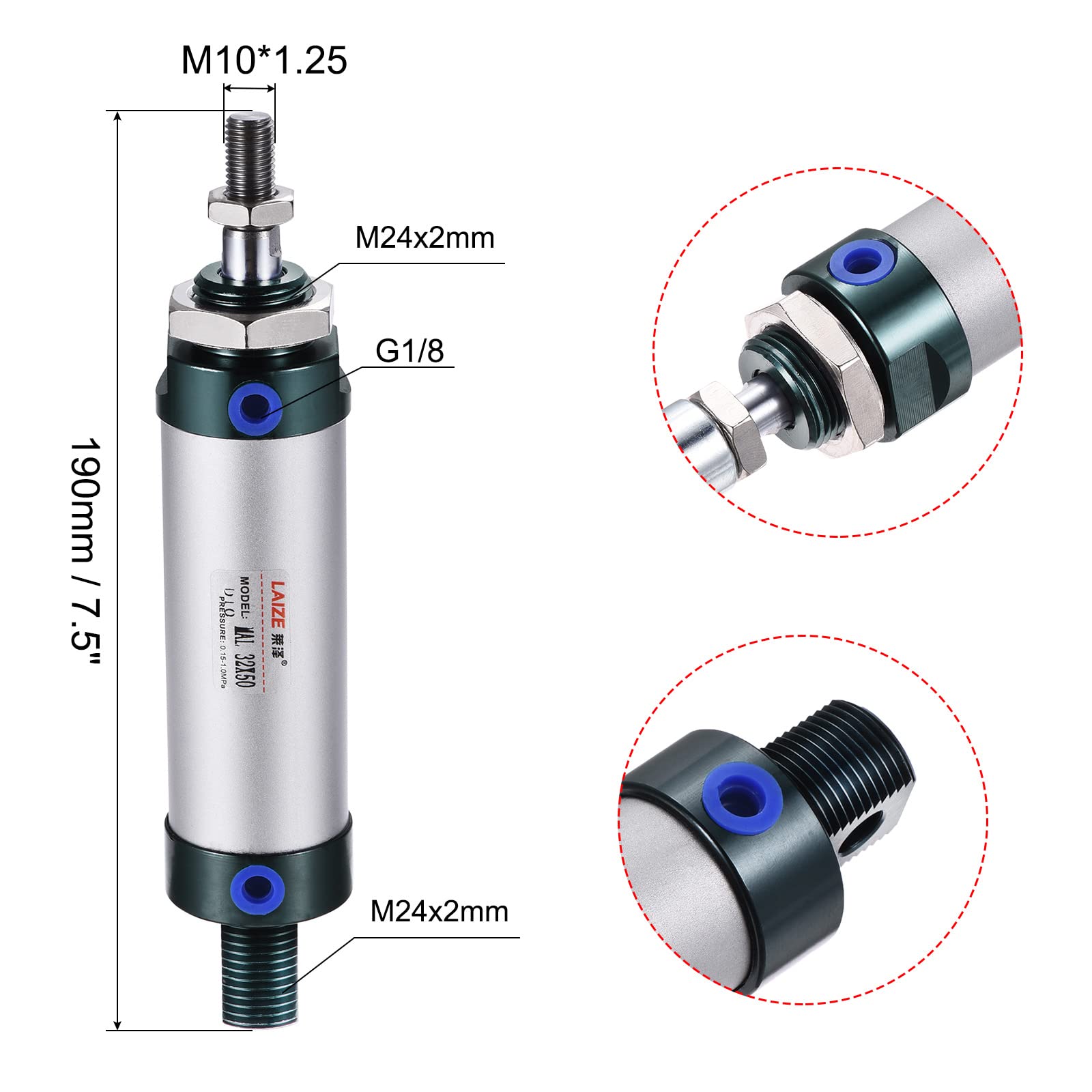 MECCANIXITY Pneumatic Air Cylinder - MAL32X50 -2