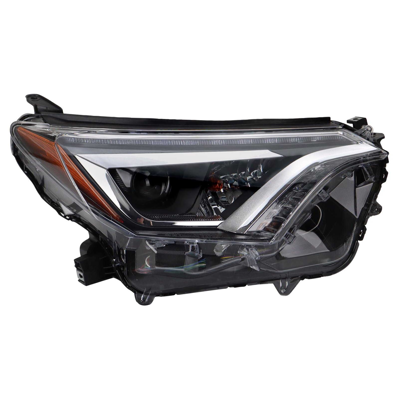 TRQ Passenger Side Headlight Assembly LED Compatible with 2016-2018 Toyota RAV4 Japan Bulit TO2519190