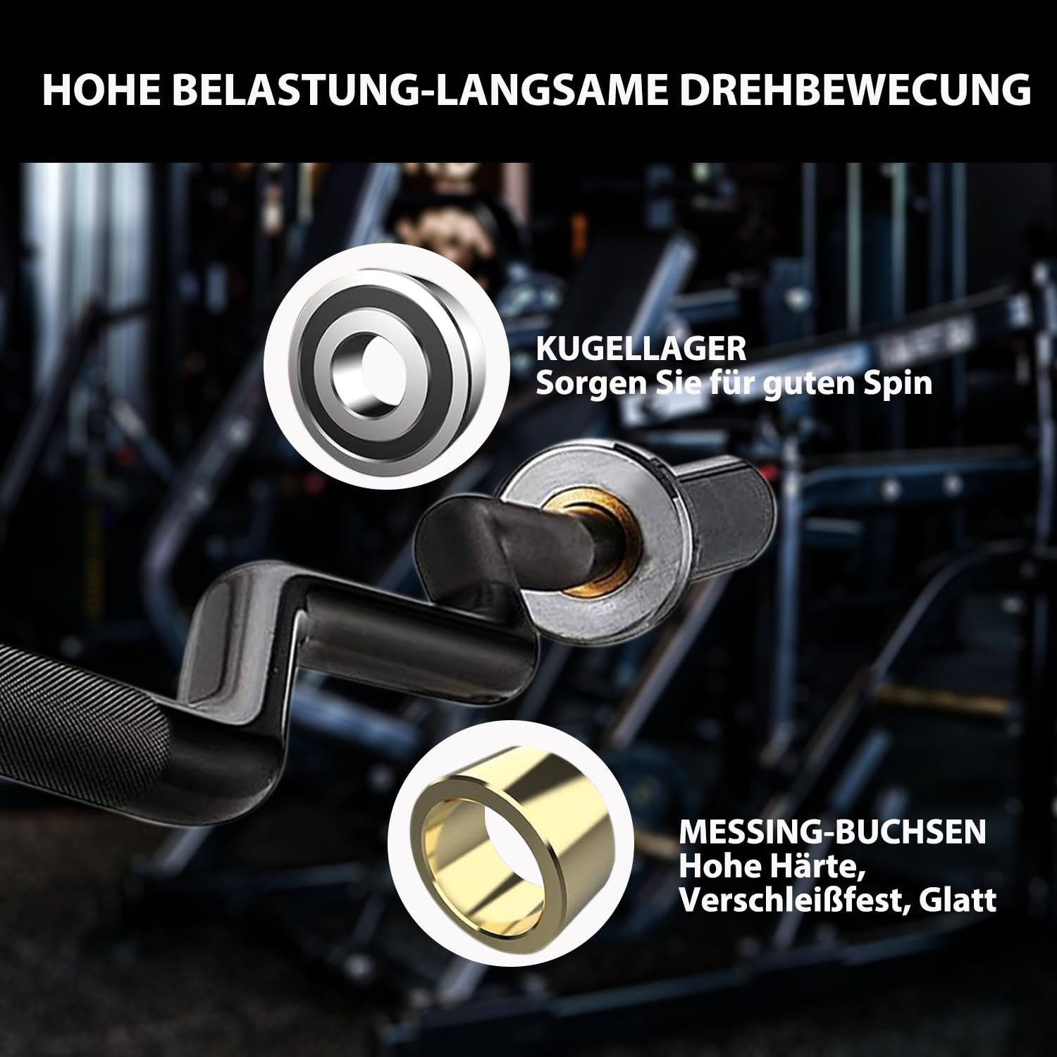 Olympische Langhantel 50mm für Krafttraining – Professionelle SZ-Curlstange für Gewichtheben Hüftstöße Kniebeugen Bizeps – 250kg Maximale Tragkraft Langhantelstange für das Heim-Fitnessstudio