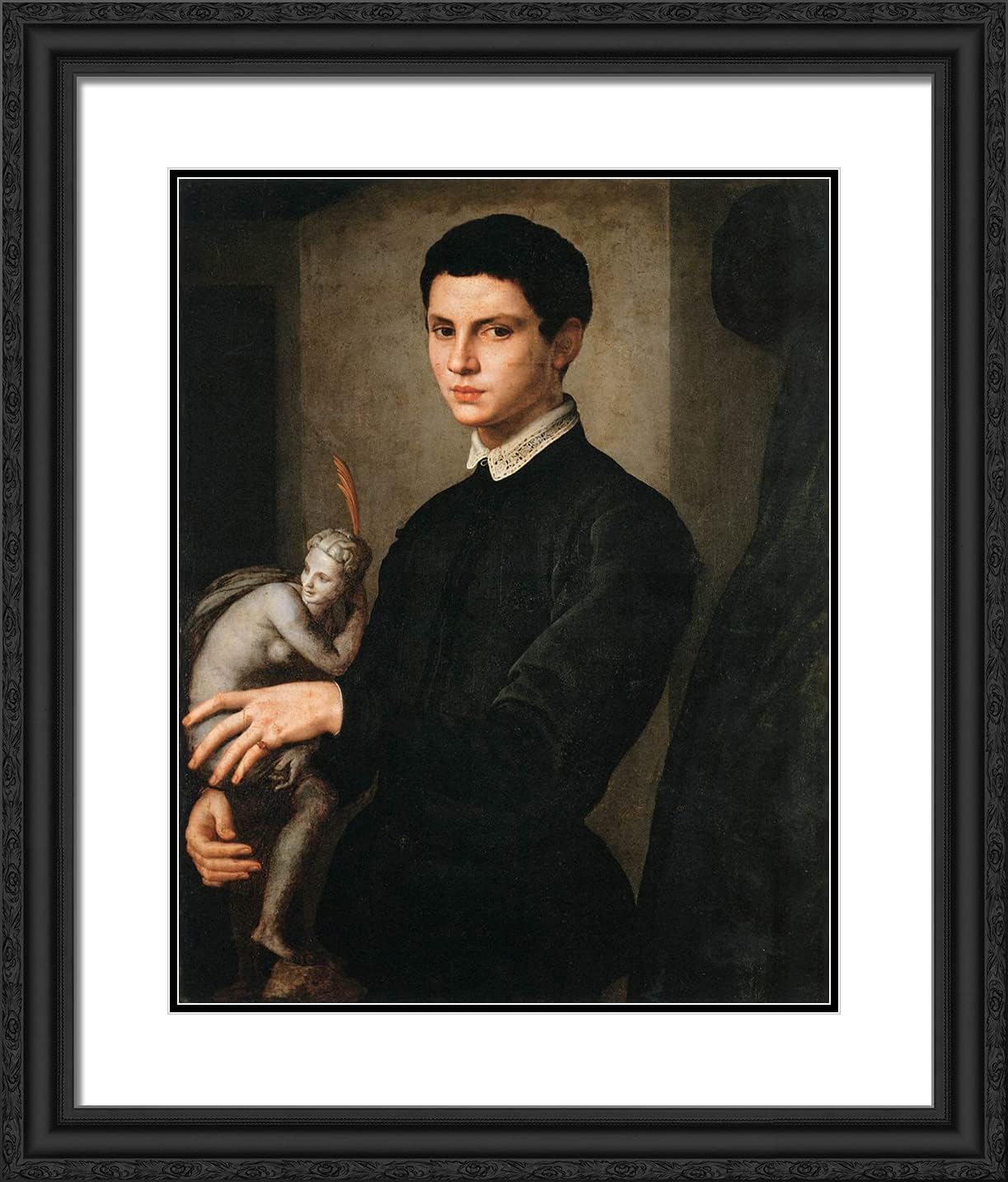 ArtDirect Bronzino, Agnolo 20x23 Gold Ornate Framed Art Print with Double Matting Titled: Portrait of a Sculptor