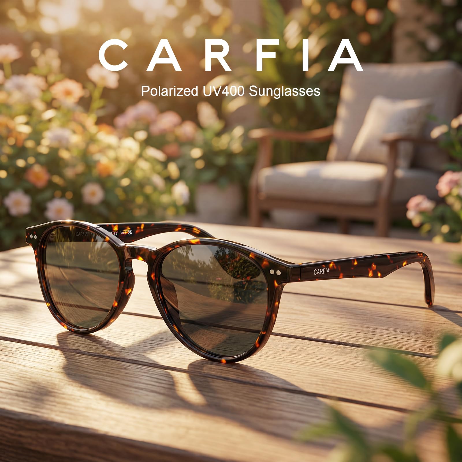 Carfia Damskie okulary przeciwsłoneczne w stylu vintage spolaryzowane UV400 ochrona twarzy małe okulary przeciwsłoneczne octanowe CA5286