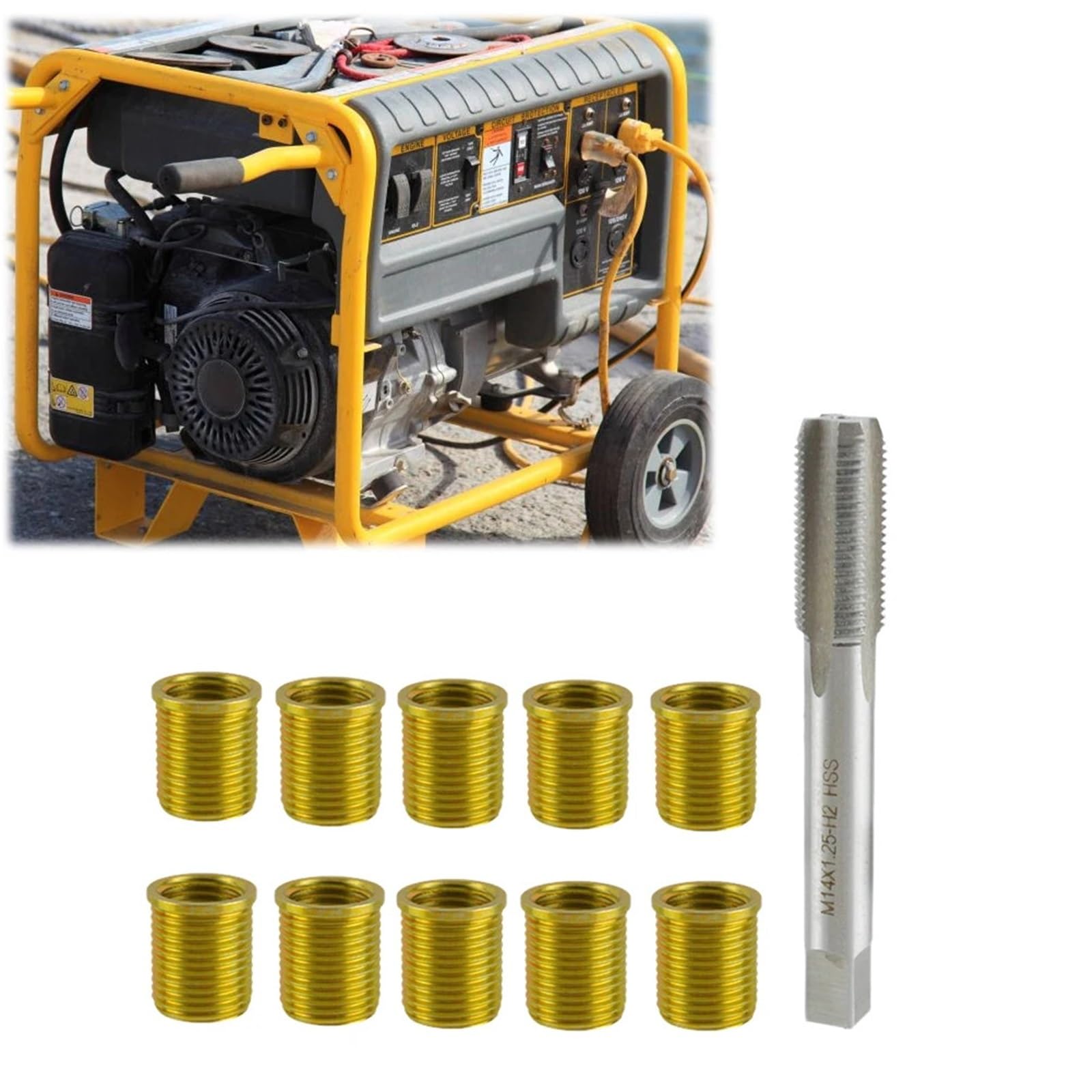Kit di Riparazione filettature M12x1,25 Inserti e Kit Maschi M14x1,25 Kit di rifilettatura Testata Cilindro Maschiatura Spark