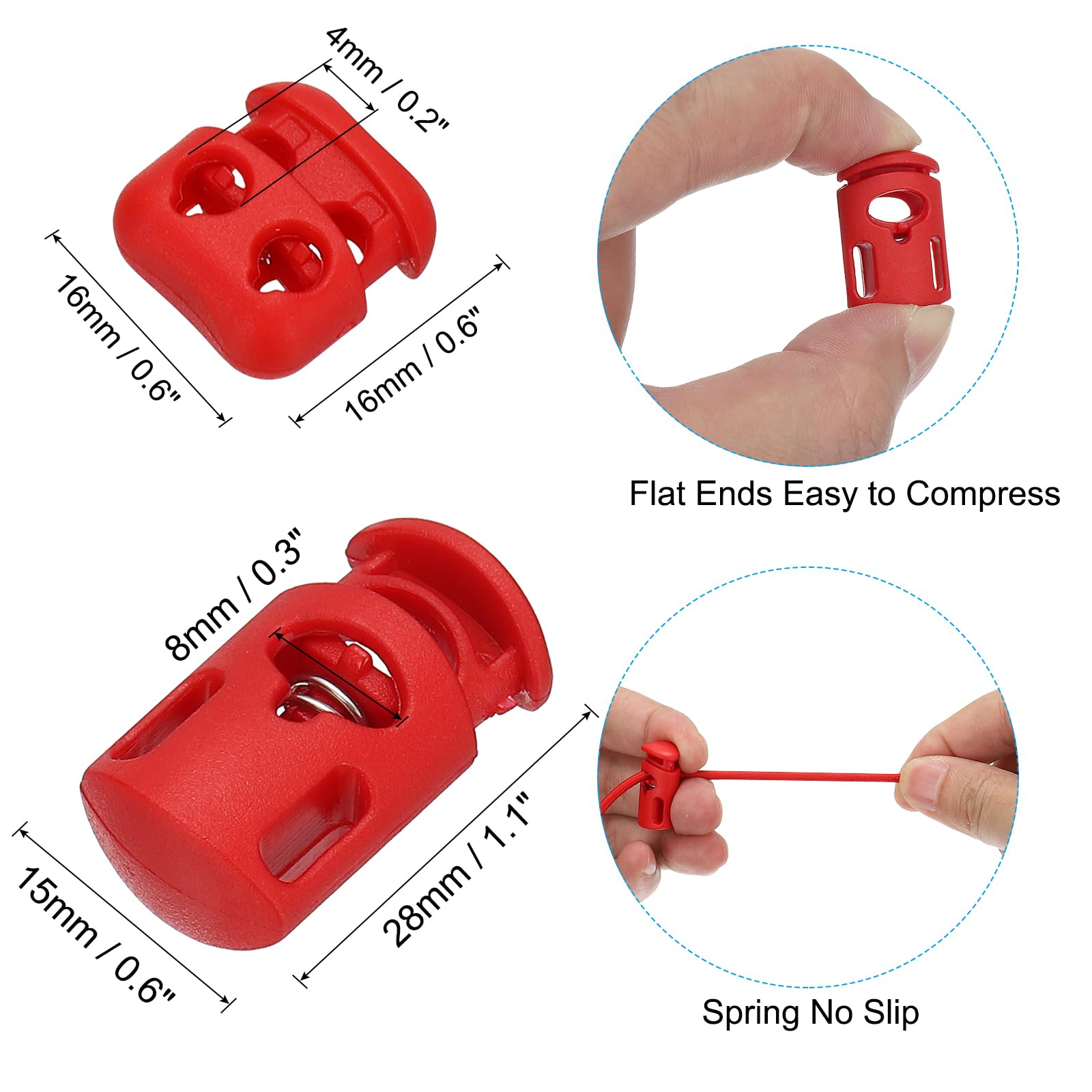 PATIKIL 16 Yard Elastic Bungee Cord & 10pcs Single Hole Cord Lock & 10pcs Double Hole Spring Toggle Stopper for Paracord Drawstring Shoelace Clothing Backpack Bags - Image 3