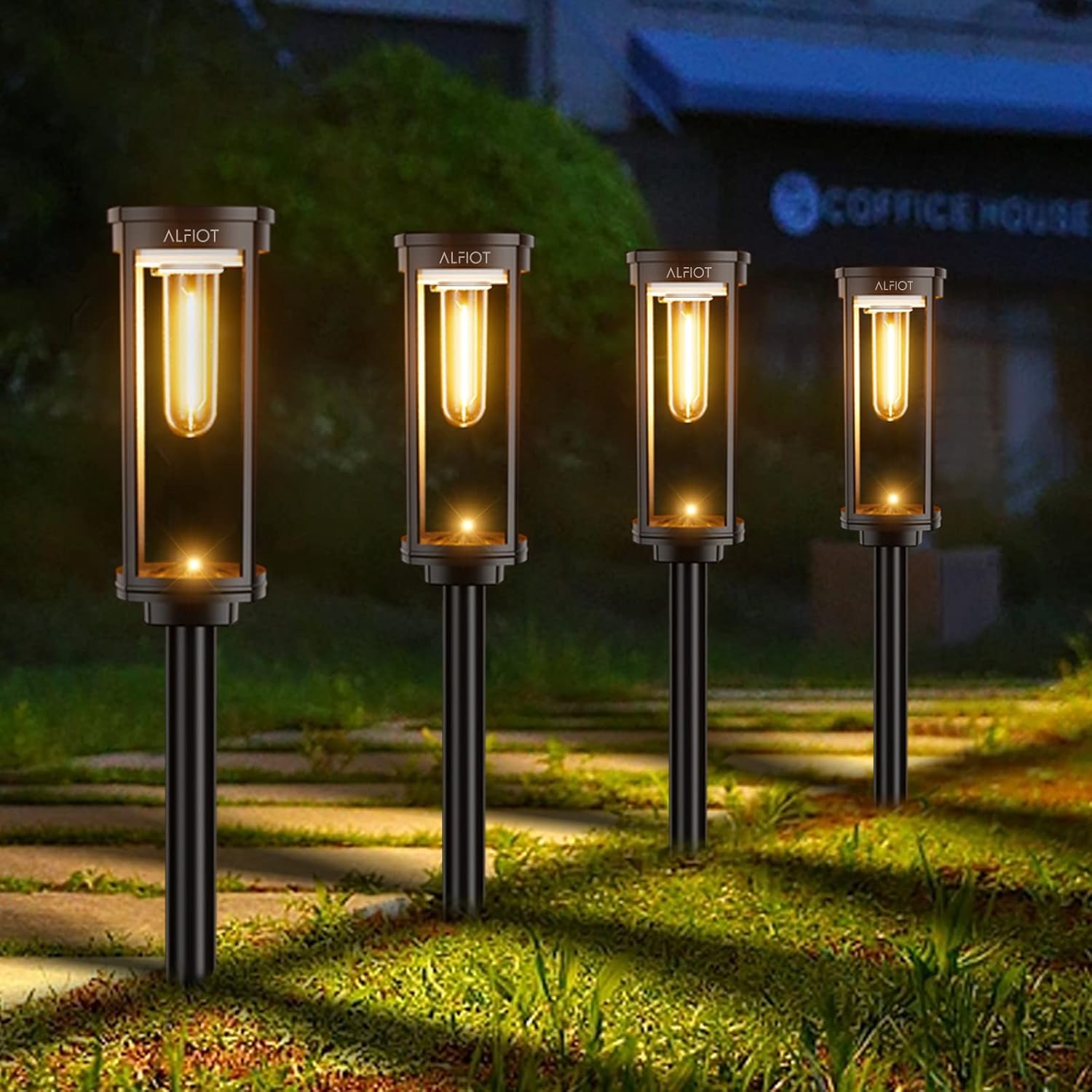 ALFIOT Solar Pathway Lights Solar Outdoor Lights Pathway Waterproof 4