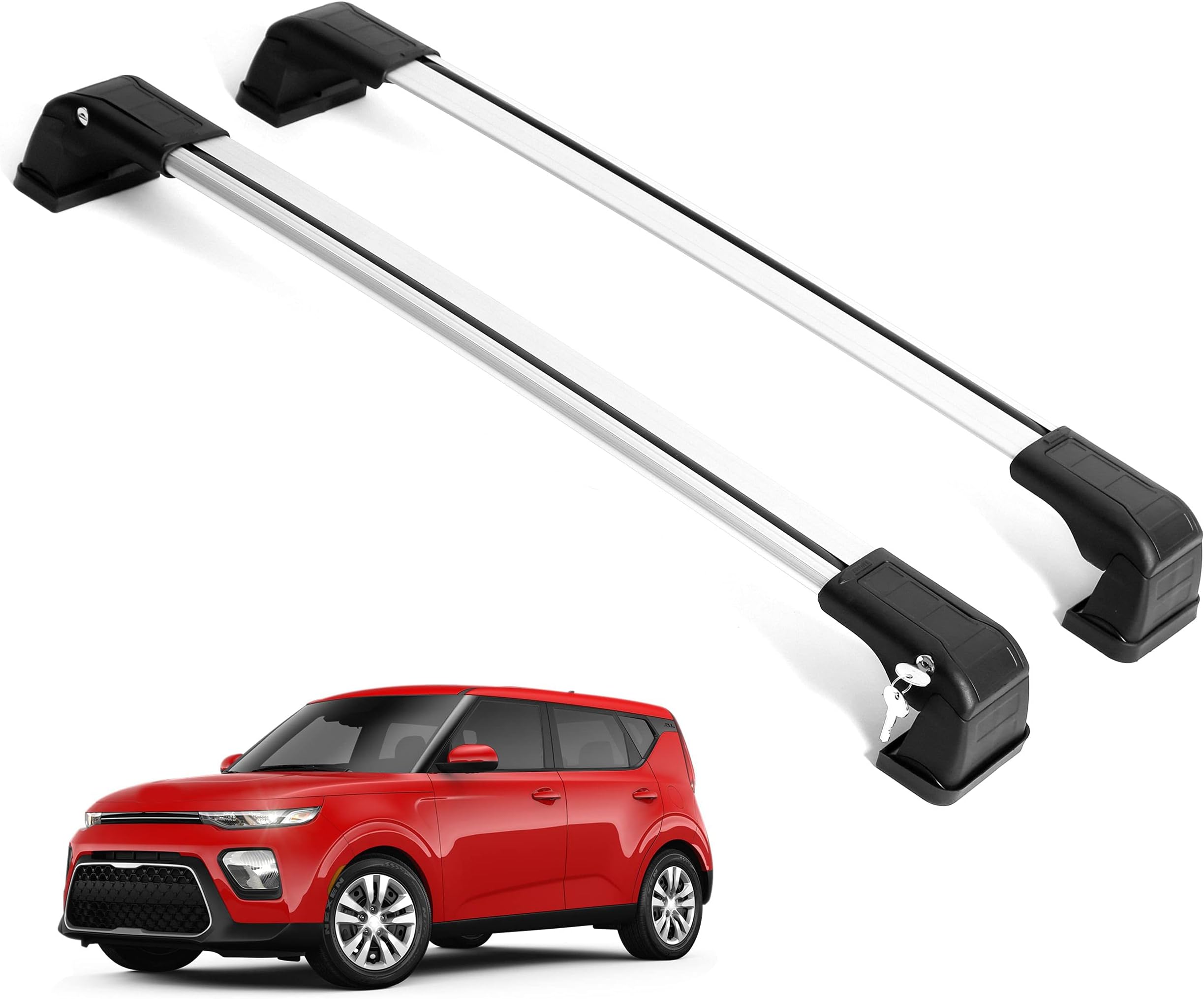 Barres de toit transversales pour Kia Soul 2013-2019 SUV Aluminium Gris