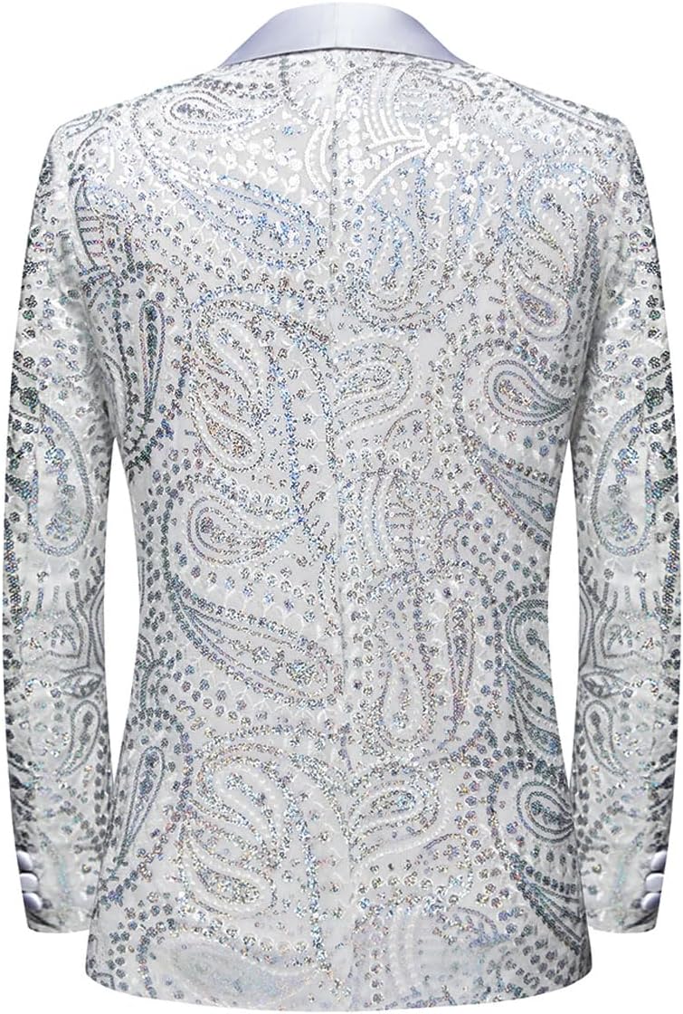 Men's Shiny Sequins Suit Jacket Classic Floral Suit Jacket Fashion,Suitable for Parties,Weddings,Banquets,Proms - Image 2