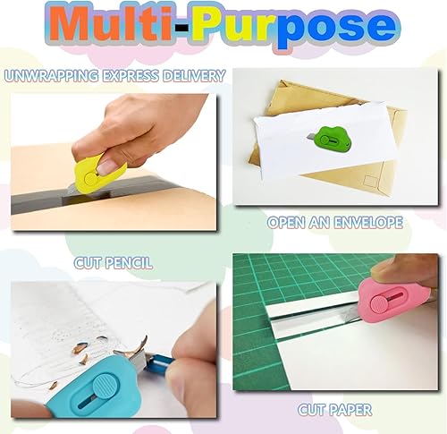 Miniatura 5 de Paquete de 6 cortadores de caja en forma de nube mini cuchillos utilitarios retráctiles abrecartas cortadora de sobres abridor de paquetes
