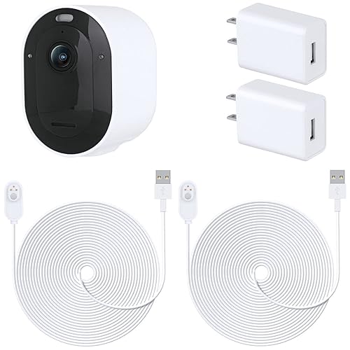 ALERTCAM Paquete de 2 cables de alimentación de 16.4 pies para cámaras Arlo Pro 3Arlo Pro 4Arlo Pro 5SArlo UltraArlo Ultra 2, resistente a la