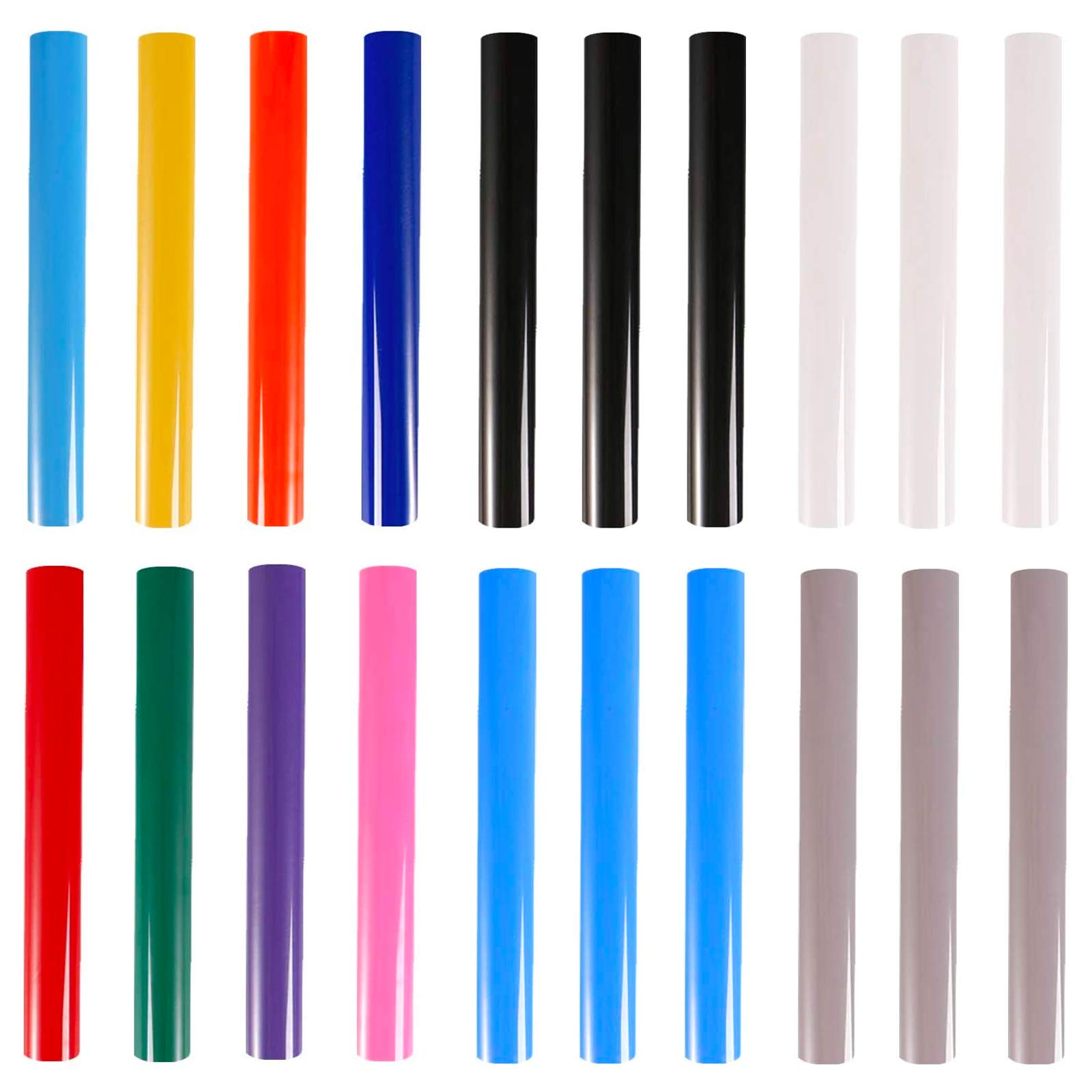20 Pcs Heat Transfer Vinyl Sheets, 12 Colors Transfer Paper for Cricut, HTV Heat Transfer Vinyl Bundle for DIY T-Shirts