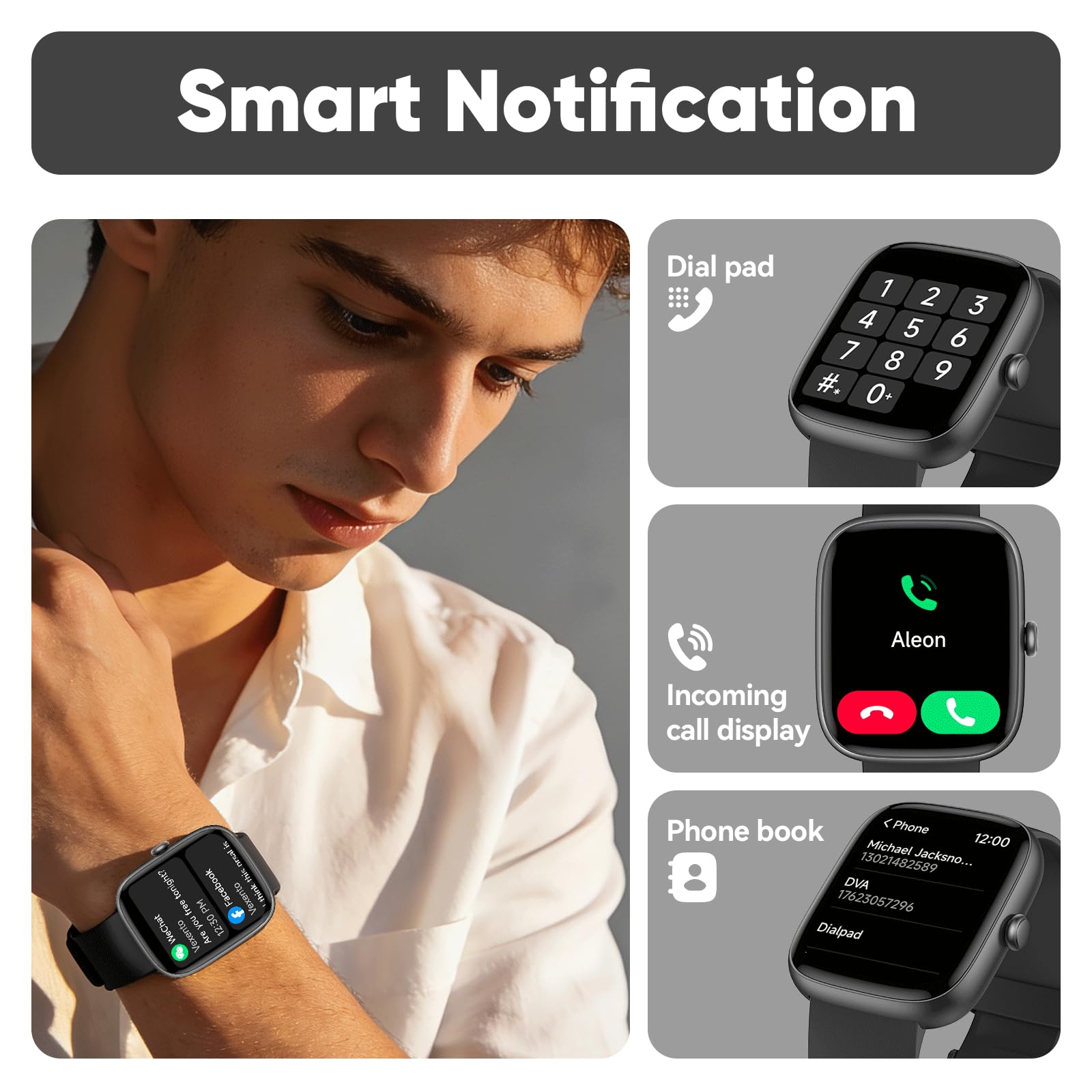lukg Smartwatch Uomo Donna Orologio Fitness: 1,85" Orologio Smartwatch Chiamate Bluetooth Impermeabile 112+ Modalità Sportive Monitoraggio Di Salute Smart Watch Per Android iOS Compatibile iphone
