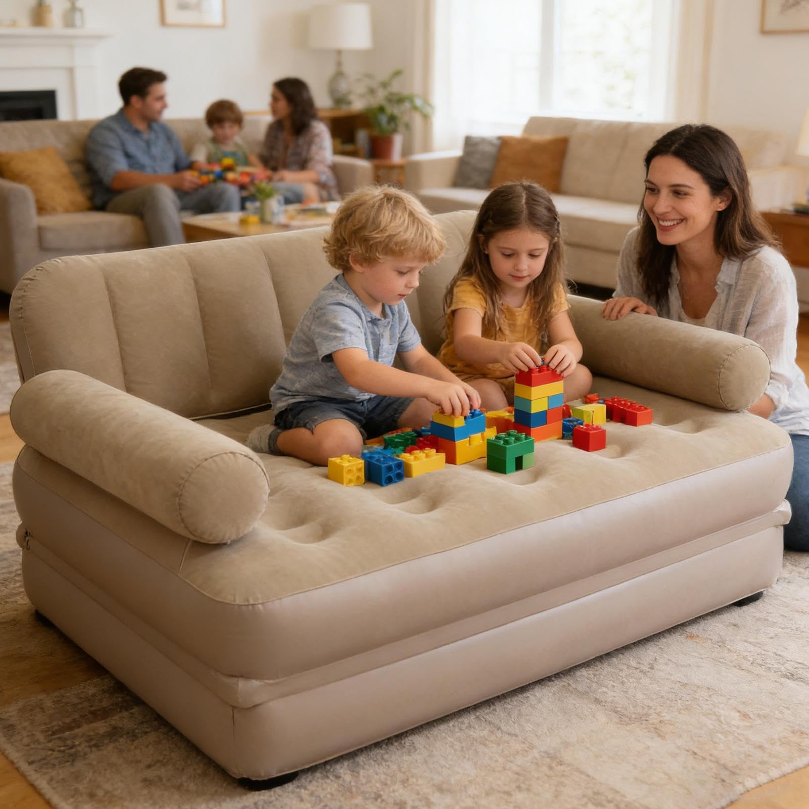 Aufblasbare Couch mit Kopfteil Und Auslaufventil | Camping Couch Zum Aufblasen Für Erwachsene Und Kinder, Indoor Und Outdoor, , Reisen, Wandern, Urlaub