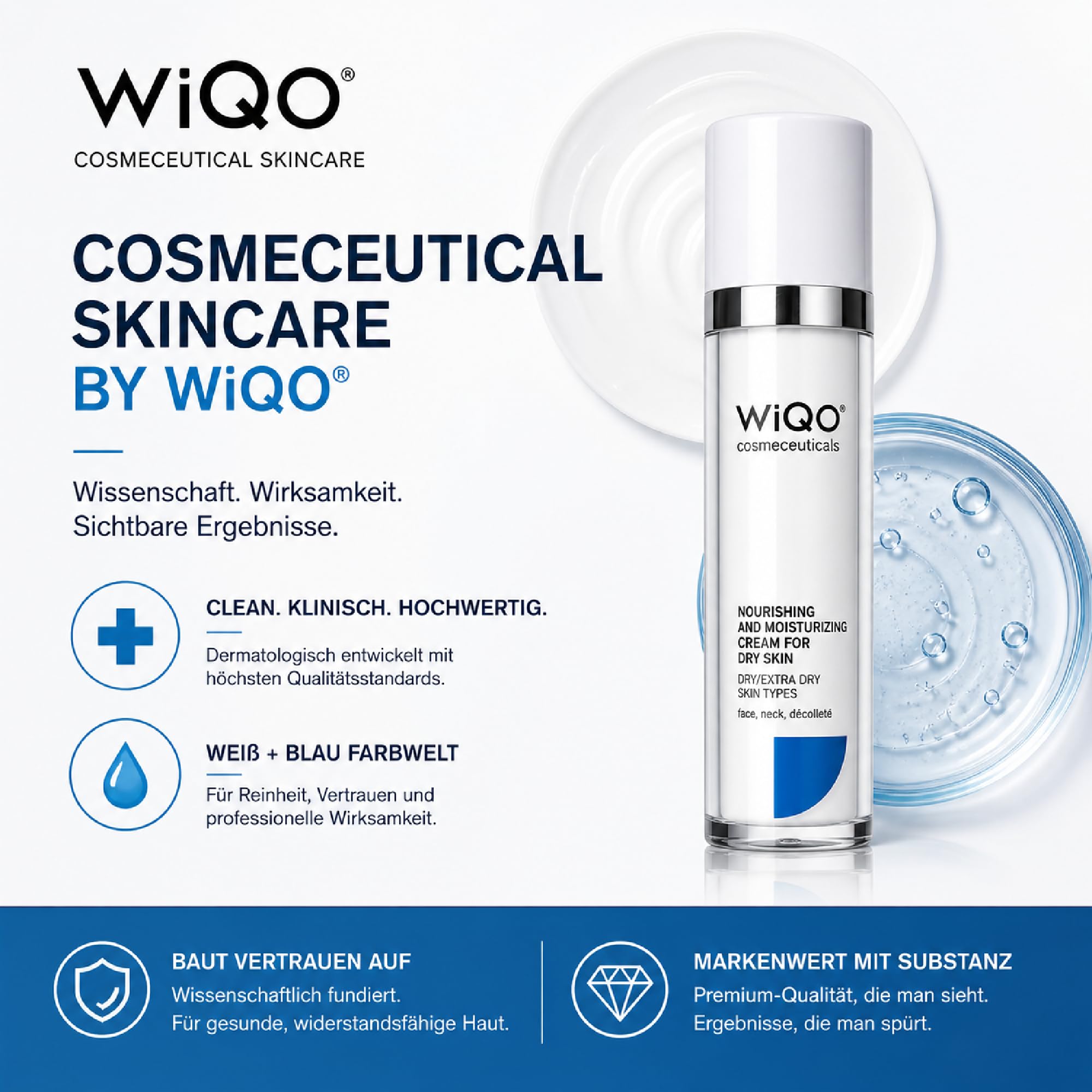 WiQo Moisturizing Face Cream 50ml – Feuchtigkeitscreme für trockene Haut – PRX-T33 Nachpflege, Repair, Hydration, Gesicht Hals Dekolleté