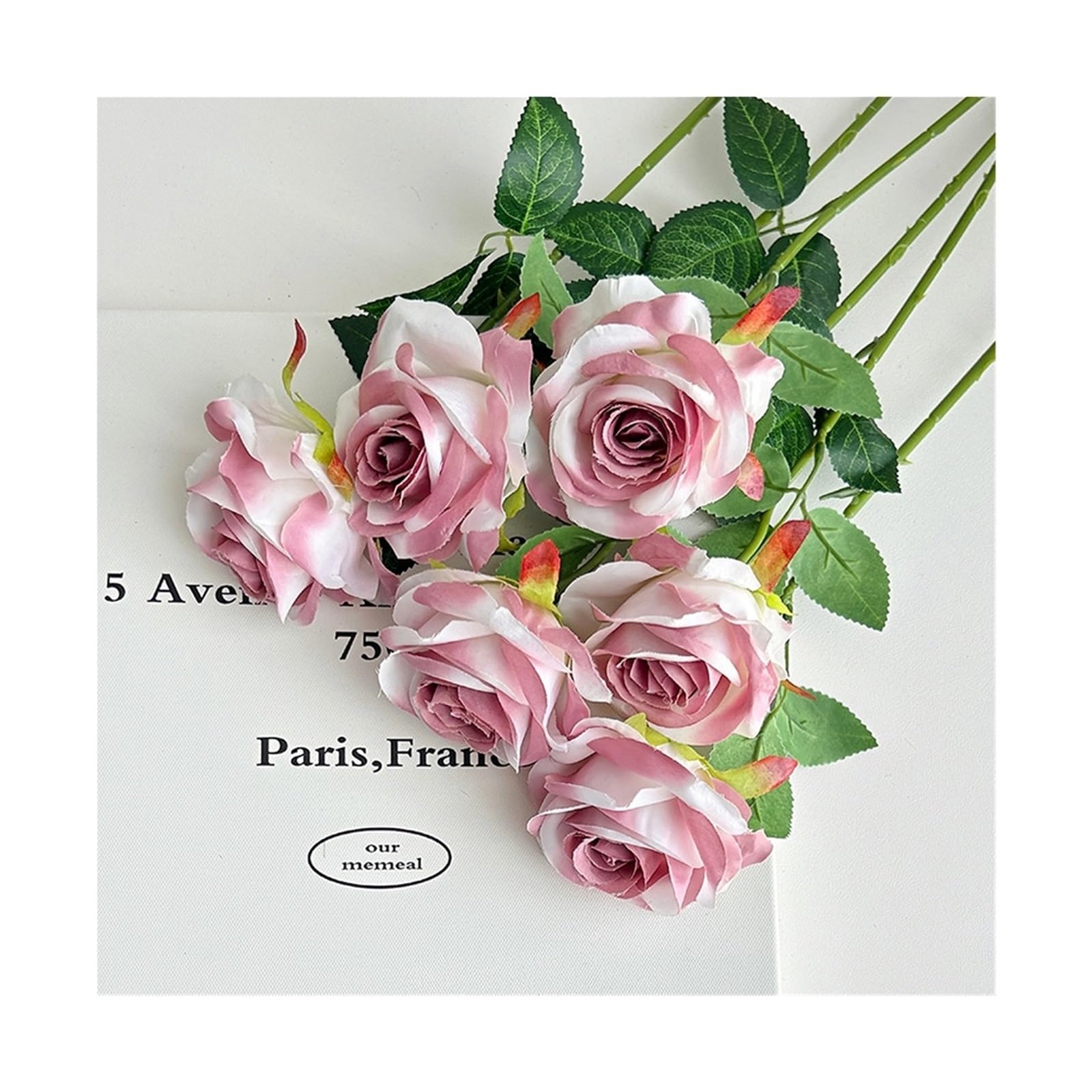UBOHUZ 15PCS Rose Pink Artificial Roses Fake Flowers With Stems For DIY Wedding Bouquets Bridal Centerpieces Arrangements Tables Decorations for Wedding Bridal Bouquet(Color 6)