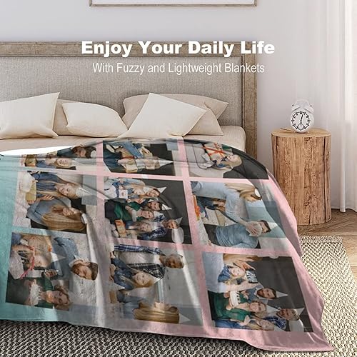 Miniatura 3 de D-Story Manta personalizada con fotos, mantas de feliz cumpleaños personalizadas con texto de imágenes familiares, regalos de cumpleaños para mamá,