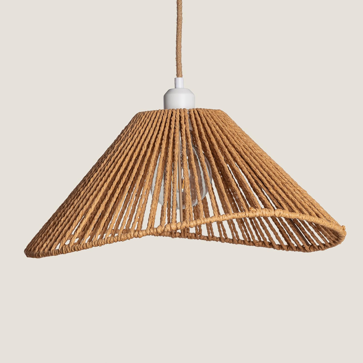 LEDKIA Lámpara Colgante Papel Trenzado Mikah Ø450 Marrón | Diseño Moderno y Funcional | Diámetro Ø45 cm | Ideal para Salón; Dormitorio | Fácil Instalación | Luz Suave