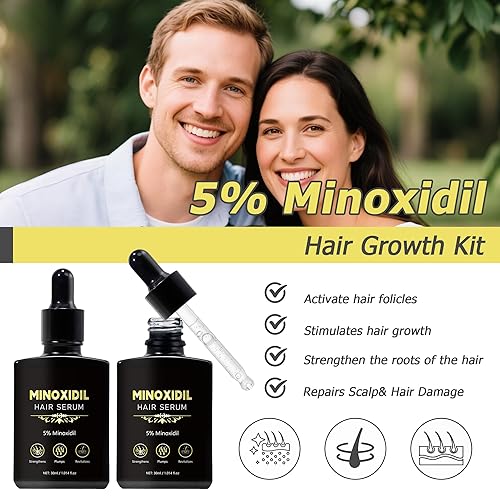 Miniatura 5 de 5% de crecimiento del cabello de minoxidil para hombres y mujeres, suero de crecimiento del cabello de minoxidil, promueve el crecimiento del