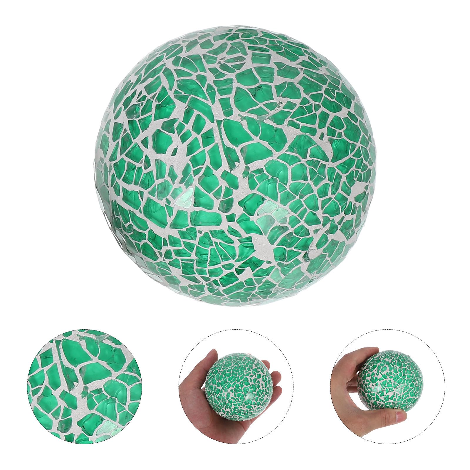 FRCOLOR 9 Pezzi Palle Decorative in Vetro Mosaico per Natale, Sfere Verdi