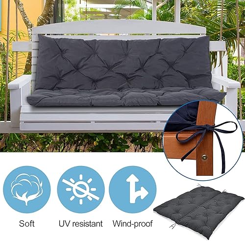 Miniatura 3 de Cojines de columpio para exteriores, cojines de columpio de 2 a 3 asientos para muebles de exterior, bancos de jardín, columpios y sofás, con 8