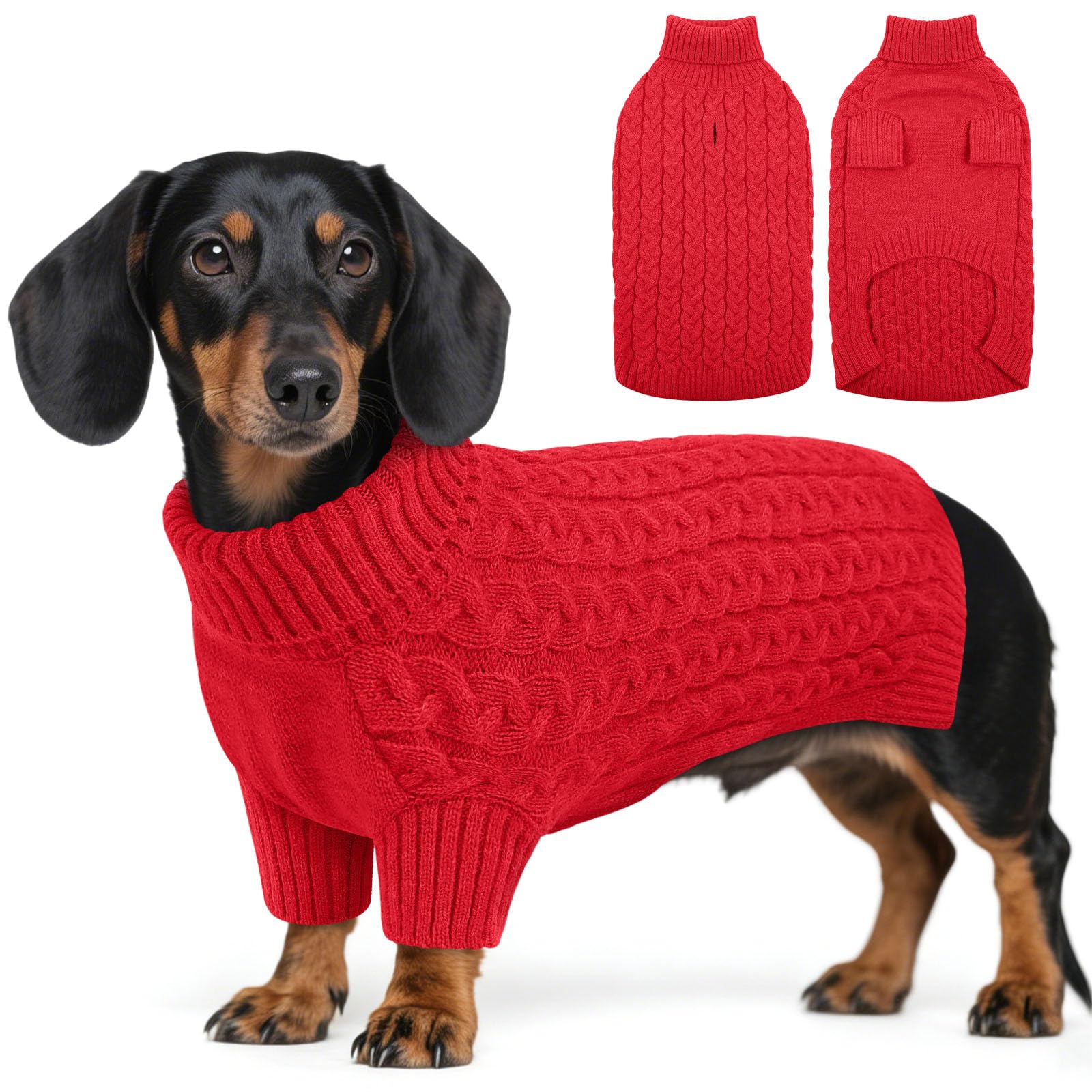 ASENKU Foldable Turtleneck Dog Jumper M, Warm Dog Coat for Medium Dogs
